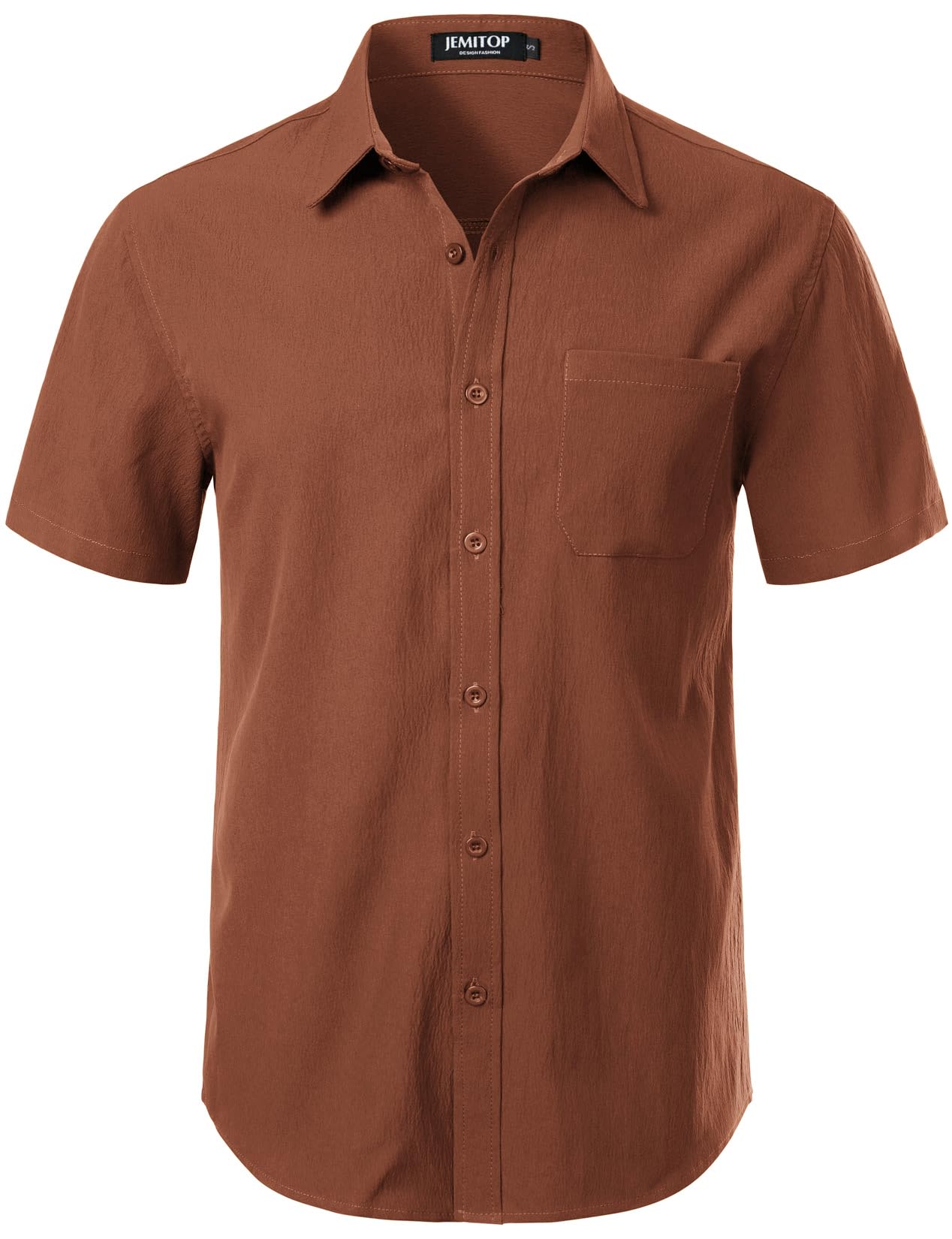 JEMITOP Men's Stretch Wrinkle Free Short Sleeve Texture Shirt Lightweight Summer Button Down Shirts for Beach Vacation