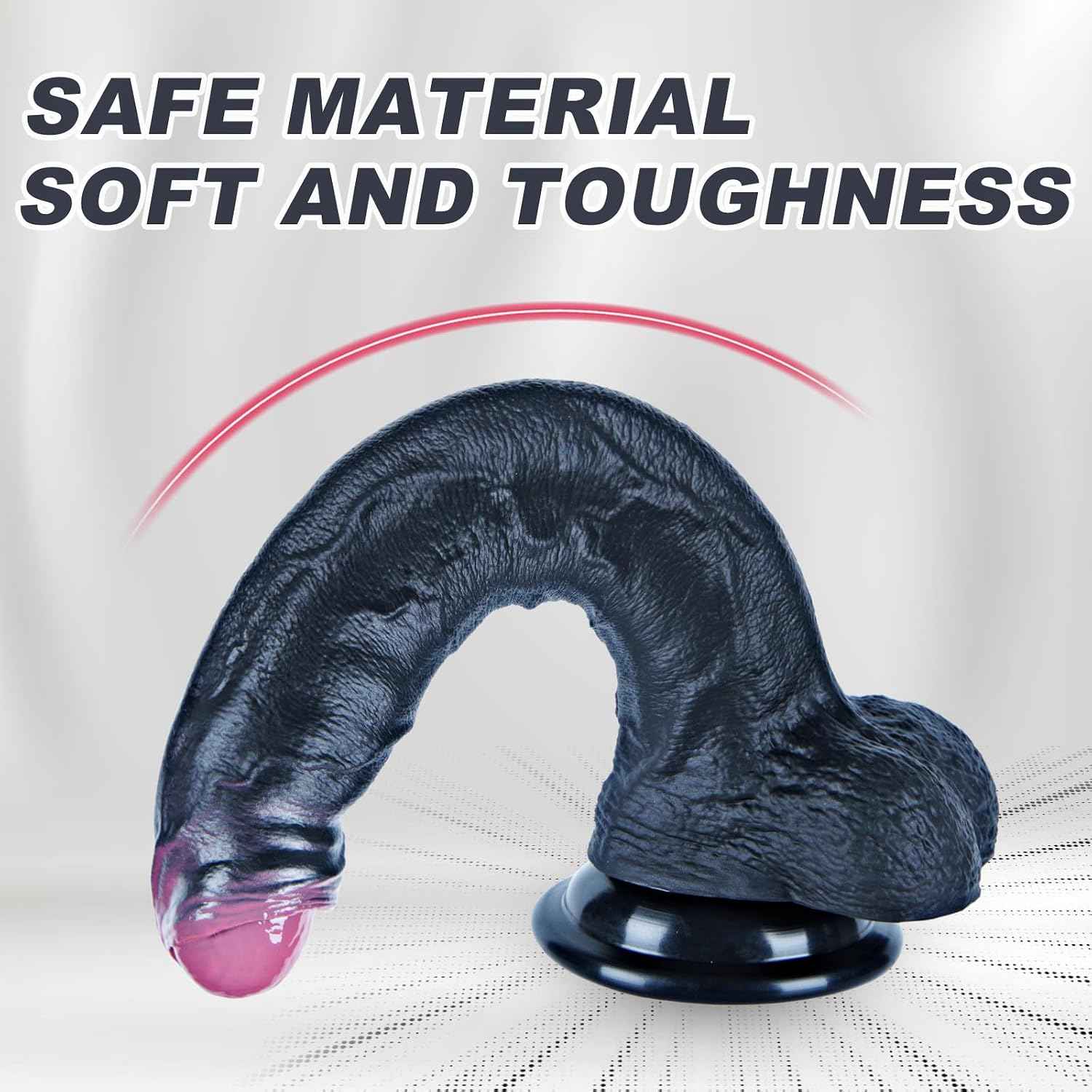 Umania Realistic Uncircumcised Dildo Black Silicone Large Shaft