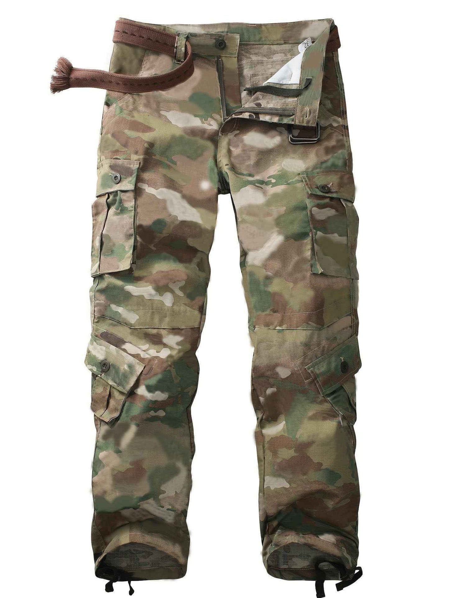 AKHIKING Men's Camo Cargo Work Pants Cotton Tactical Ripstop Casual Combat Pants with 8 Pockets