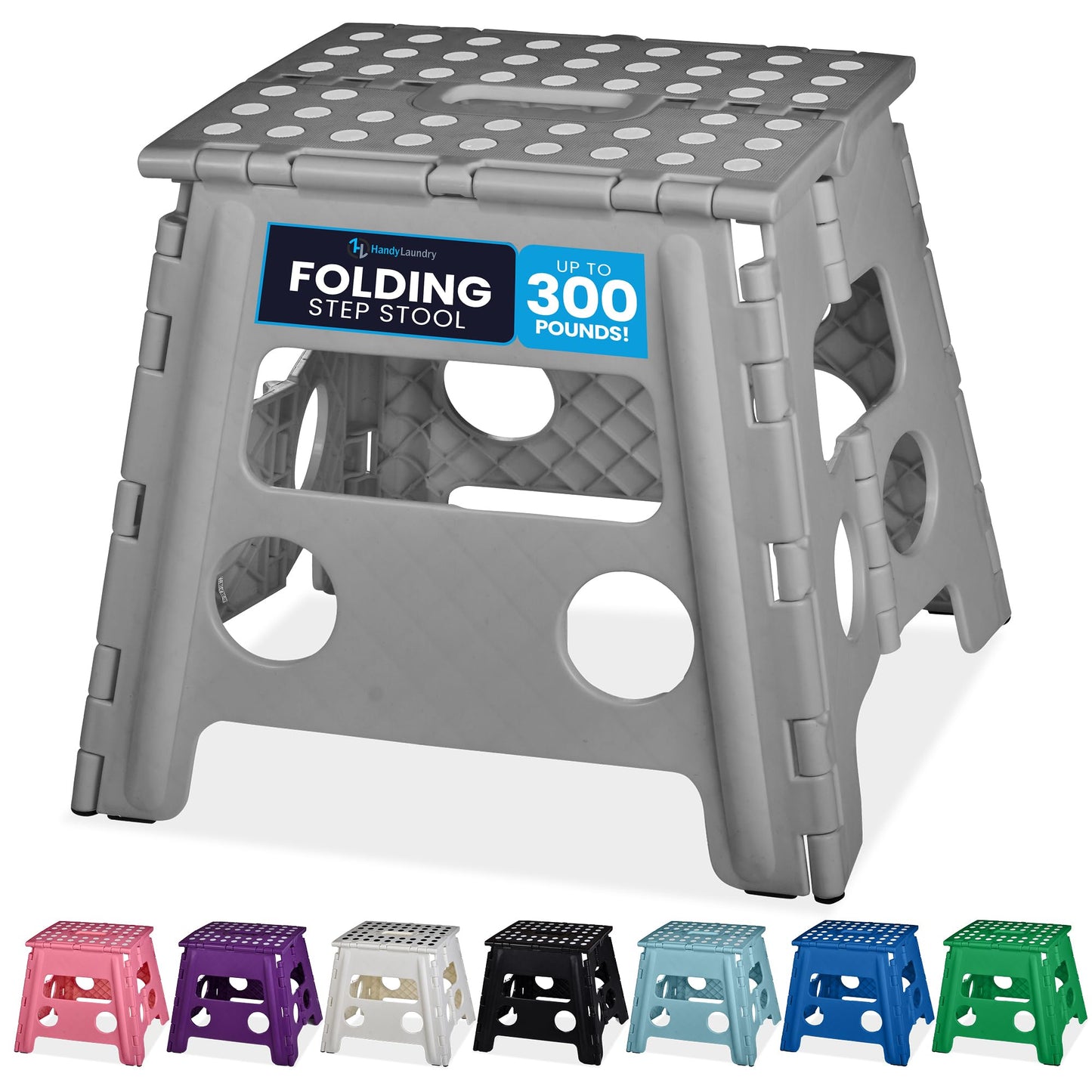 Handy Laundry Folding Lightweight Step Stool - Sturdy Enough to Support Adults and Safe Enough for Kids - Opens Easy with One Flip - Great for Kitchen, Bathroom or Bedroom