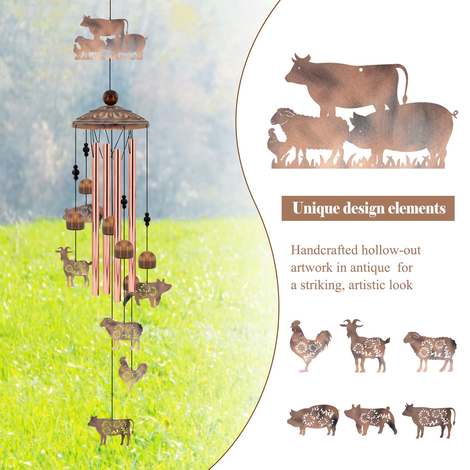 Wind Chimes for Outside, Windchimes for Garden Yard Patio Decor, Rustic Metal Wind Bell for Birthday Mother’s Day