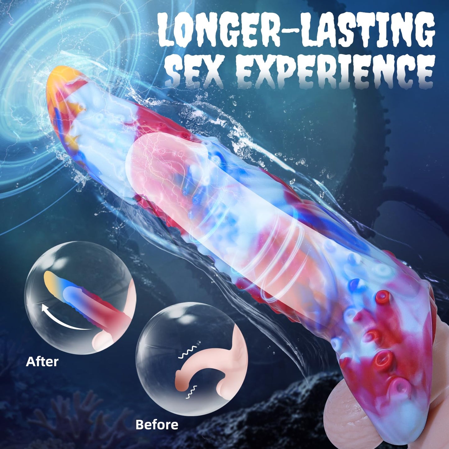 Reusable Clear Penis Sleeve Extender Realistic Textured Cock Extender Body-Safe Stretchy Ultra-Soft Material Cock Enlarger Applicative for Men & Couple