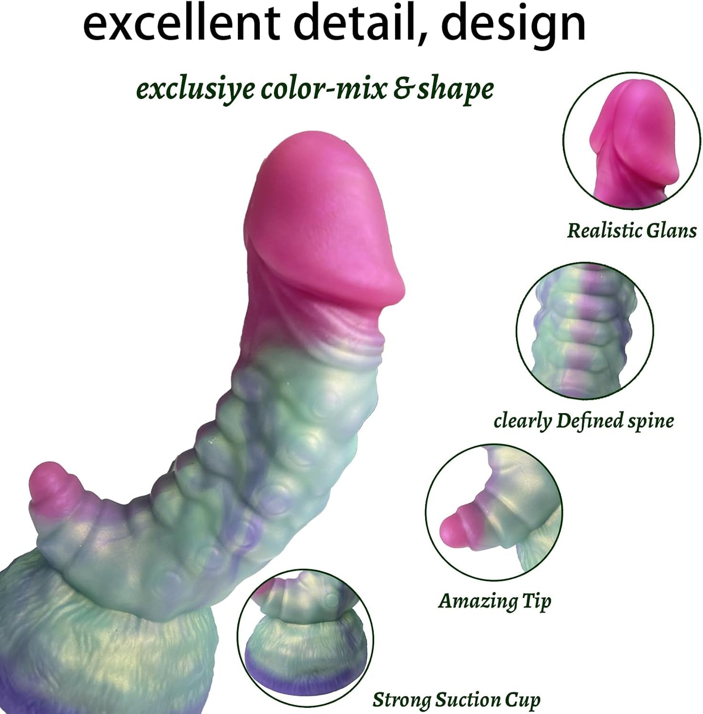 7.2" Creature Cocks Dildo， Realistic Monster with Strong Suction Cup for Hands-Free Pleasure, Dog Knot Silicone Dildo Soft Lifelike Dick for Beginner & Couples Anal Vaginal Sexy Play.