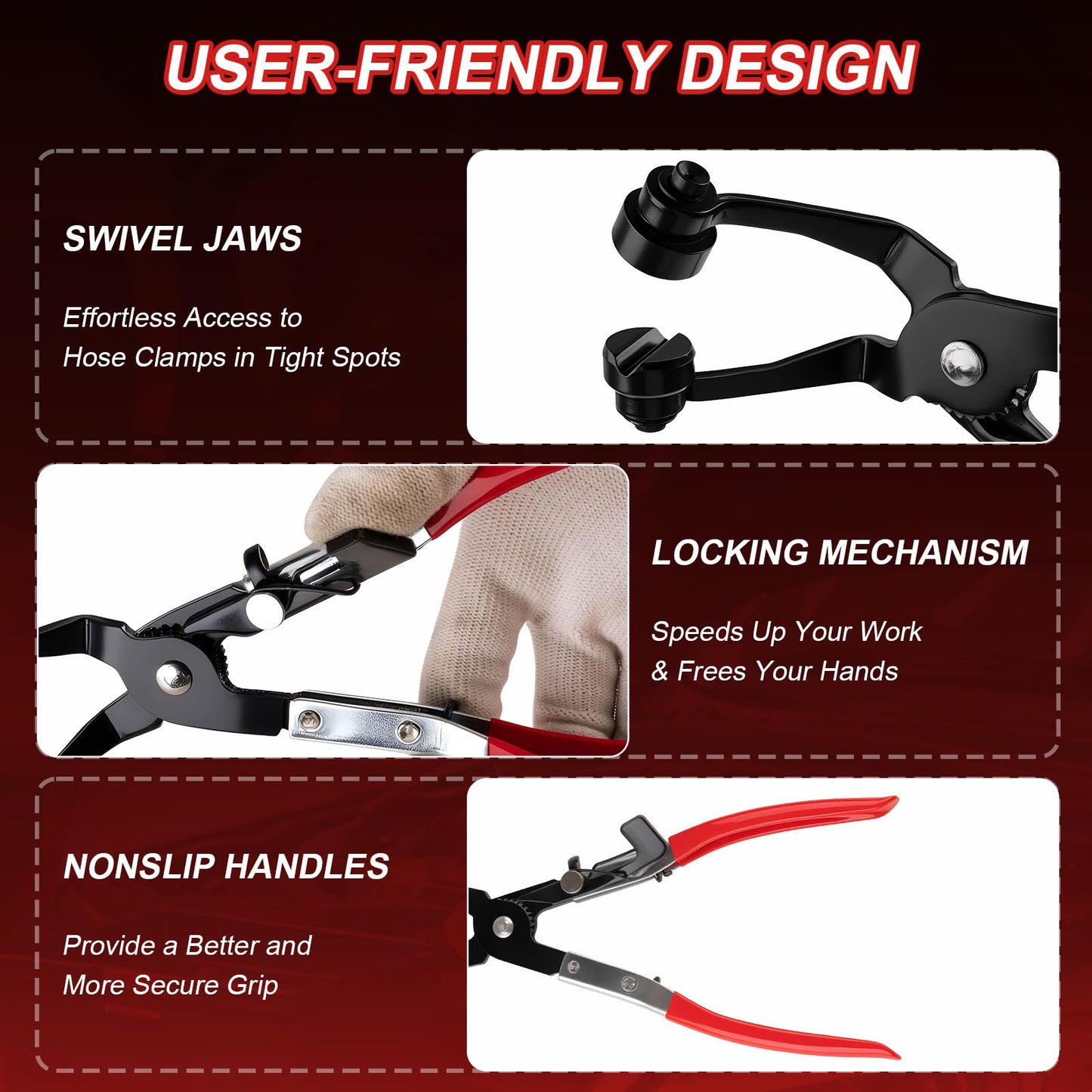 16PCS Hose Clamp Pliers, Hose Clamp Removal Tool Kit with Long Reach & Flexible Wire Tools for Fuel, Oil, Coolant, Radiator Hoses and Electrical Disconnect