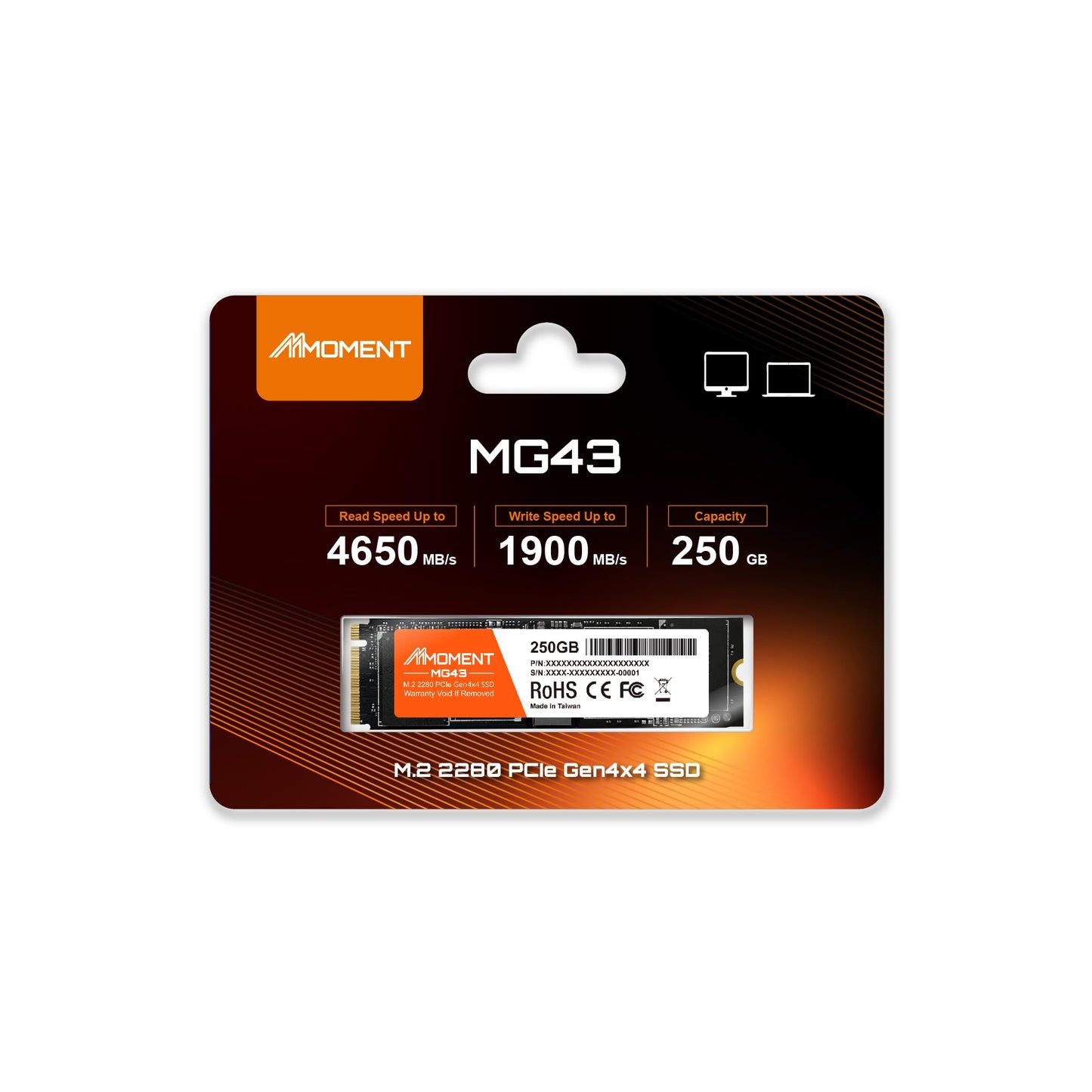 MMOMENT NVMe M.2 2280 PCIe Gen 3x4, Solid State Drive Internal SSD