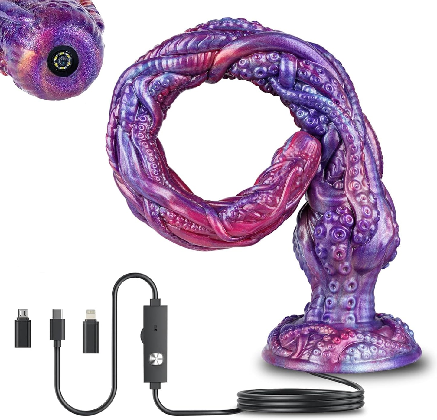 TTAIOOAI 19.9in Smart Endoscope Tentacle Knot Butt Plug 1080P Camera