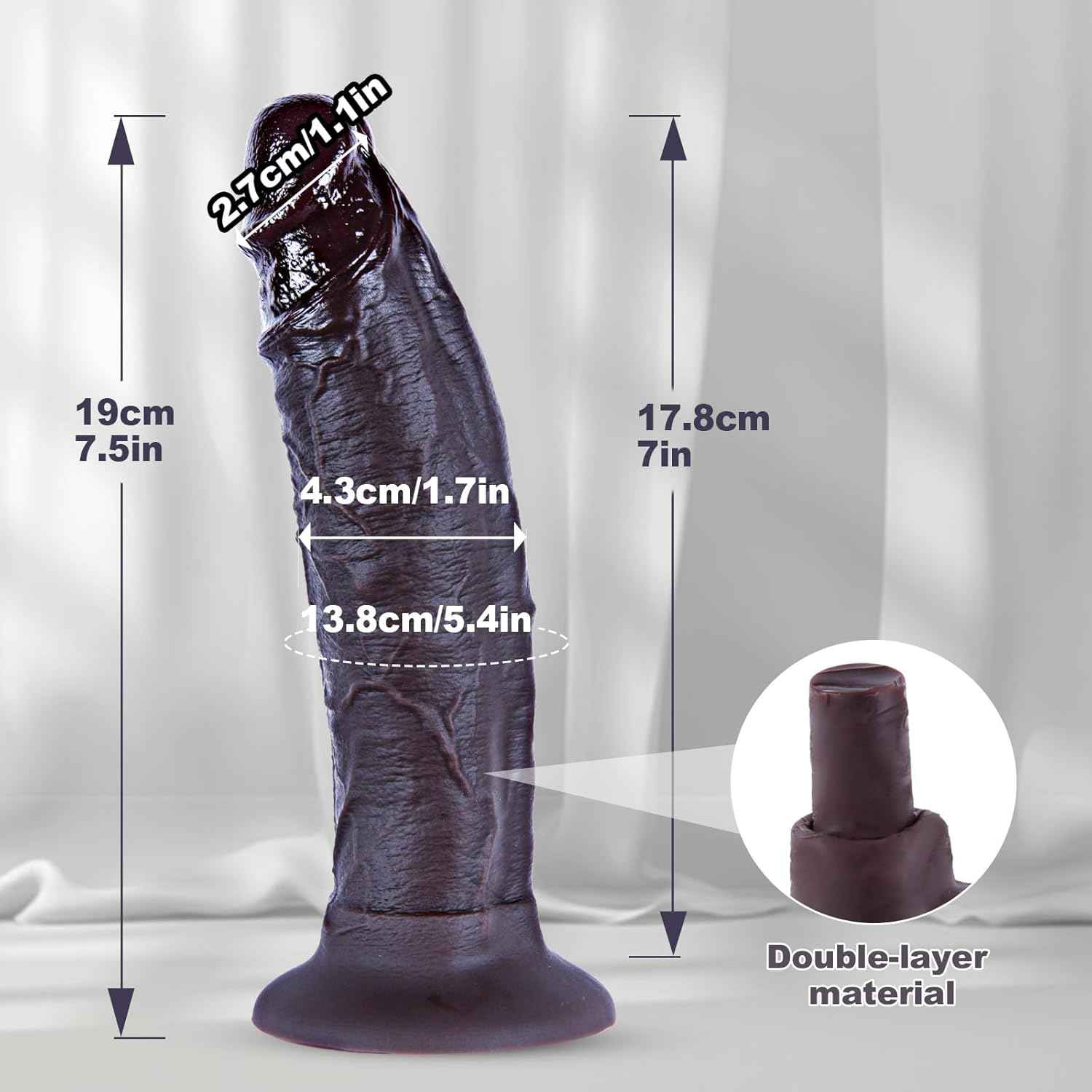 hainuo Dual Density Silicone Realistic G-Spot Dildo Black