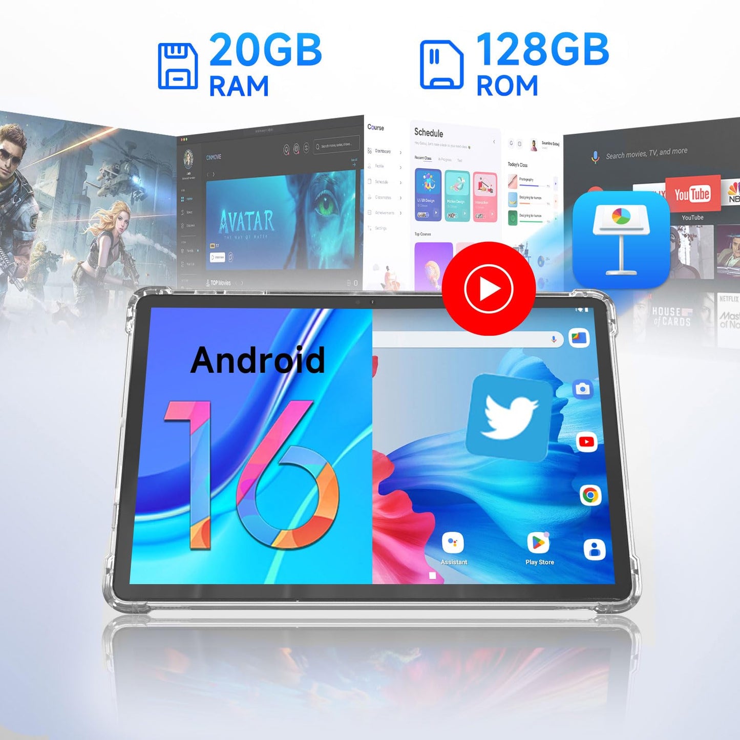Aheadthink 11 inch Tablet, 20GB + 128GB, Android 15 Tablet