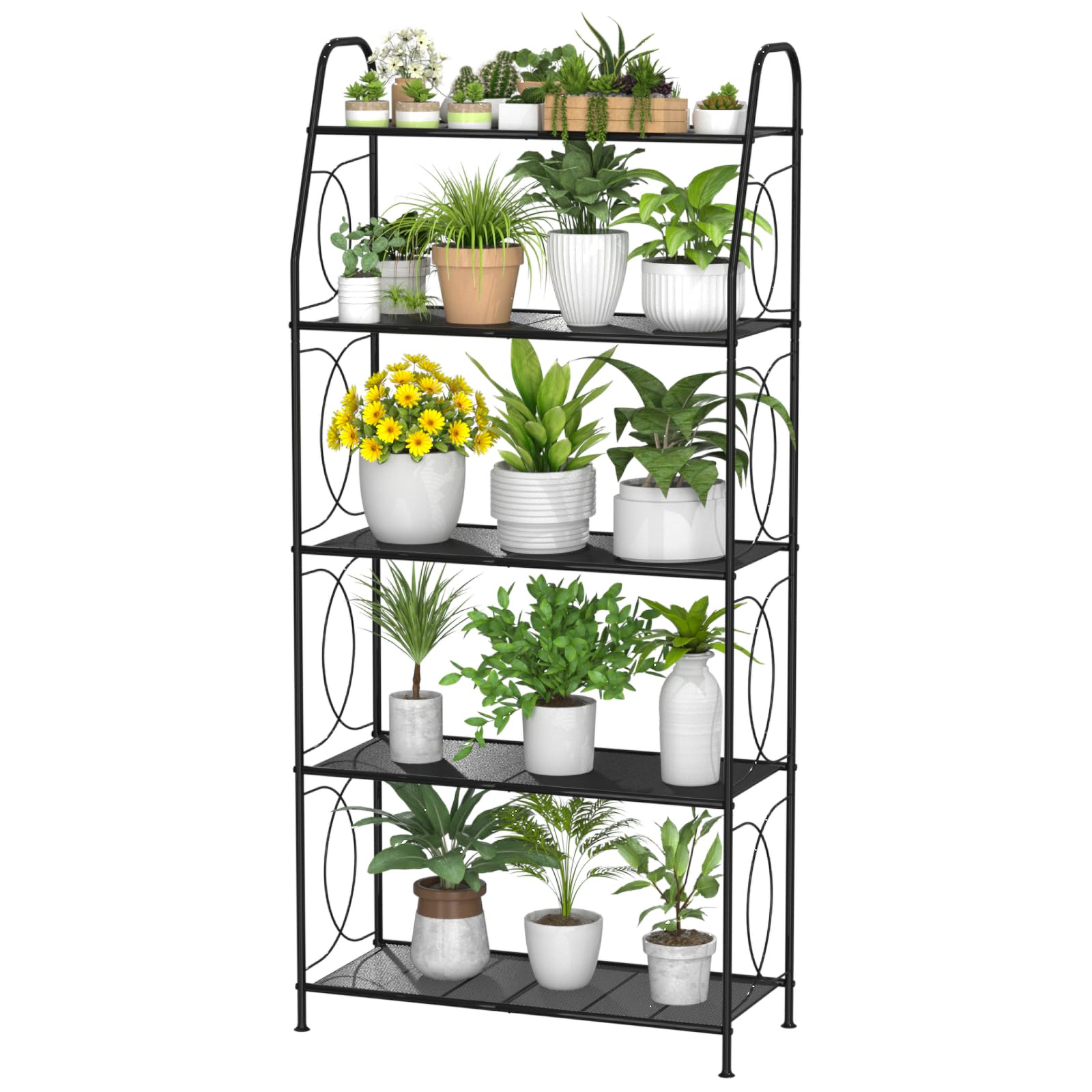 VyGrow Plant Stand, Plant Shelf for Indoor Outdoor, Heavy Duty Metal Outdoor Plant Stand Holder Rack for Living Room Balcony and Garden