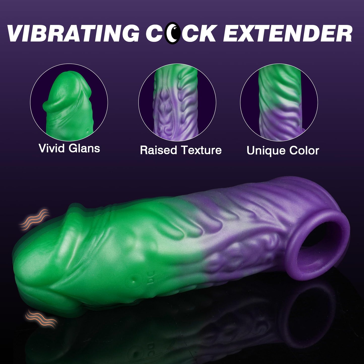 7.48" Penis Sleeve Vibrating Cock Ring Sleeve, Monster Penis Extender Dildo with 9 Modes, Elastic Dragon Penis Enlarger Silicone Penis Sheath with Remote Control, Adult Sex Toy for Men Couples