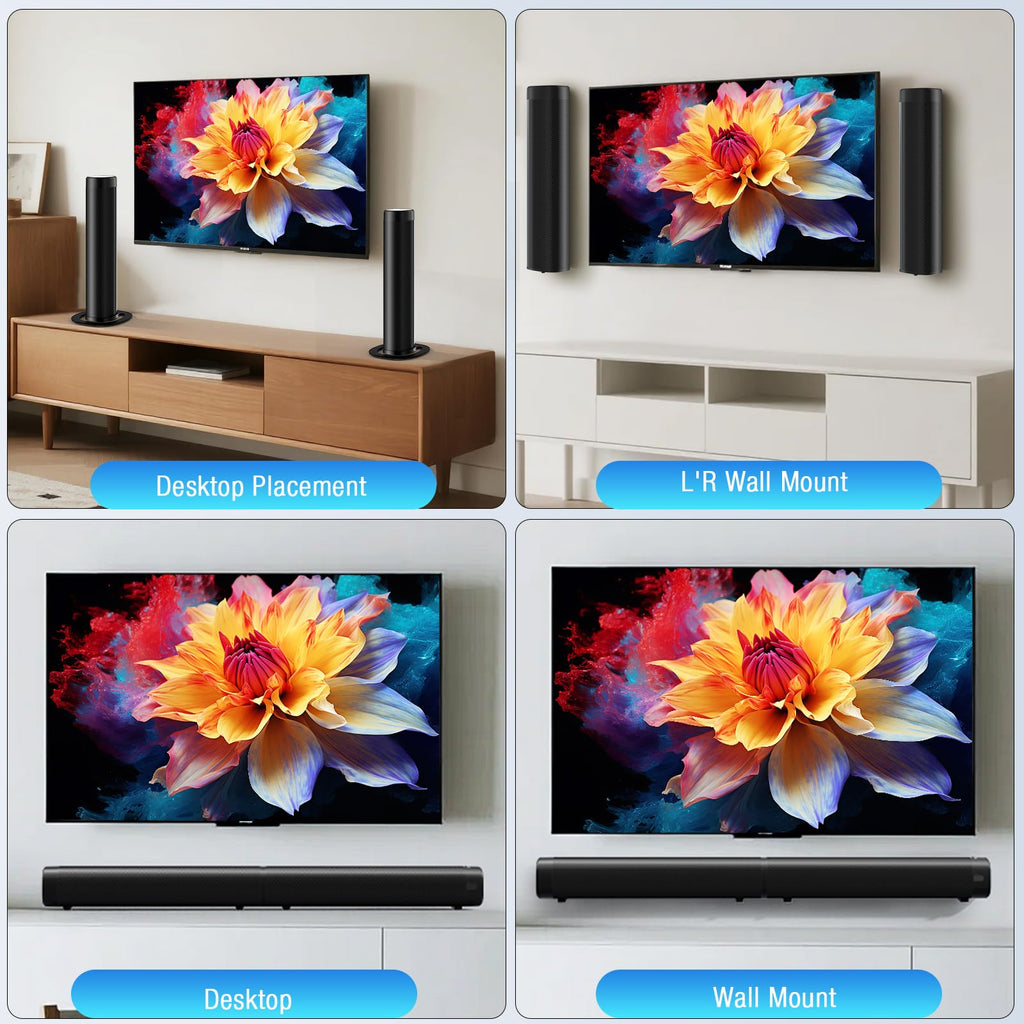 FHNFHN Sound bar for Smart TV,Detachable Soundbar