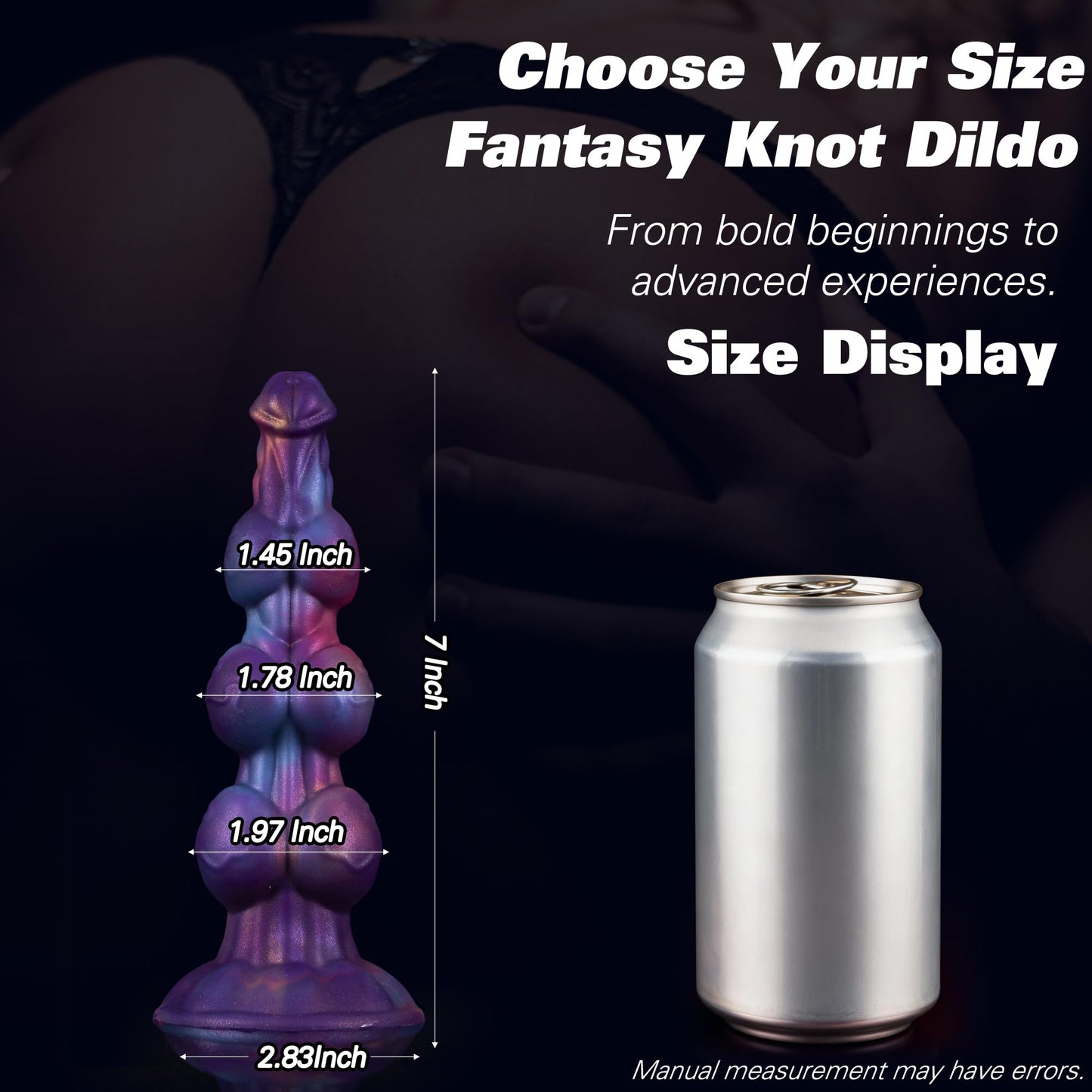 Monster Knot Dildo, Fantasy Thick Knotted Large Silicone Dildo with Strong Suction Cup, Butt Plug for G-Spot & Prostate Stimulation, Anal Training Sex Toy for Advanced Men & Women - Mixed Blue