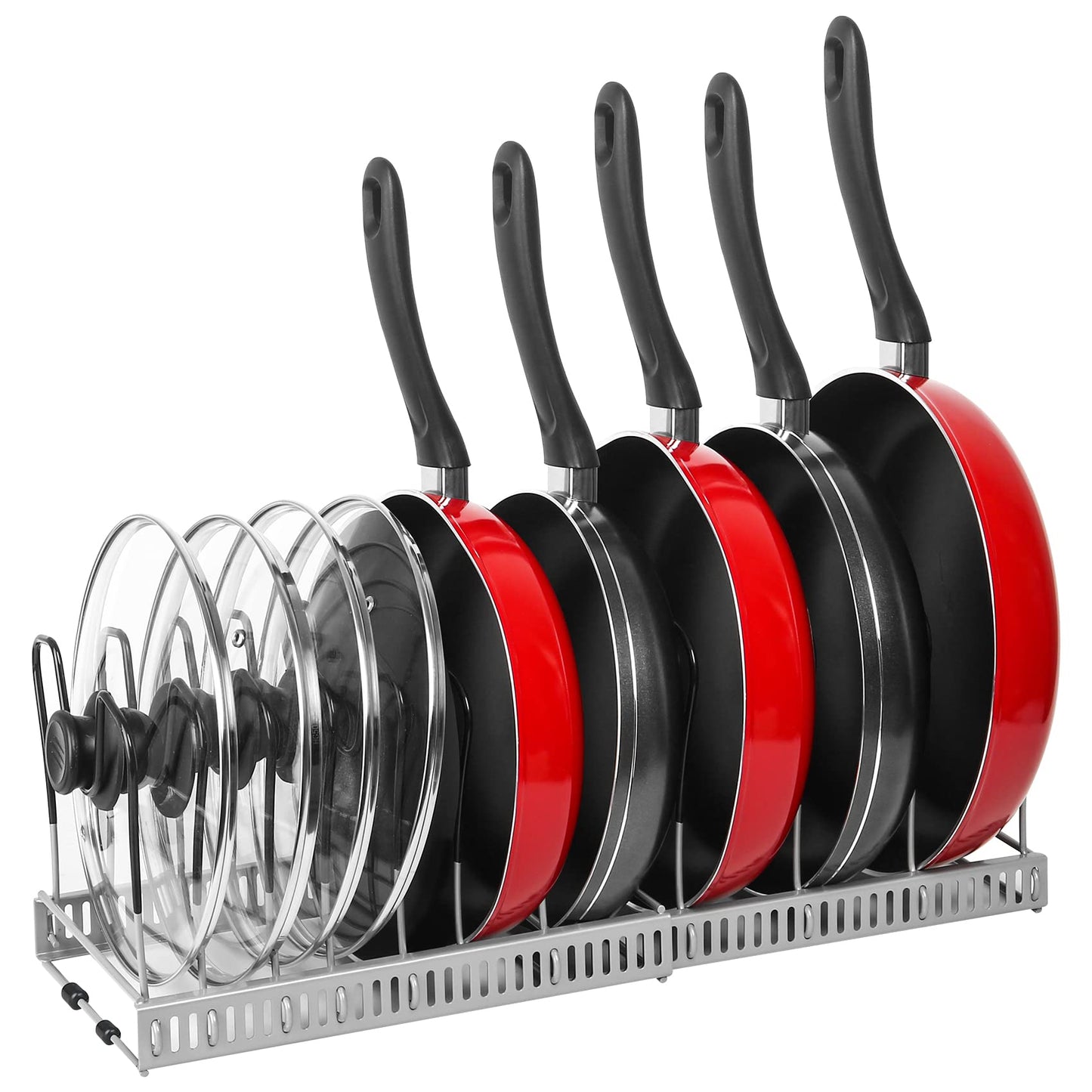 ROOHUA Extensible Pot Rack Organizer -Pot and Pan Organizer for Cabinet,Bronze Metal Kitchen Cabinet Pantry Pot Lid Holder