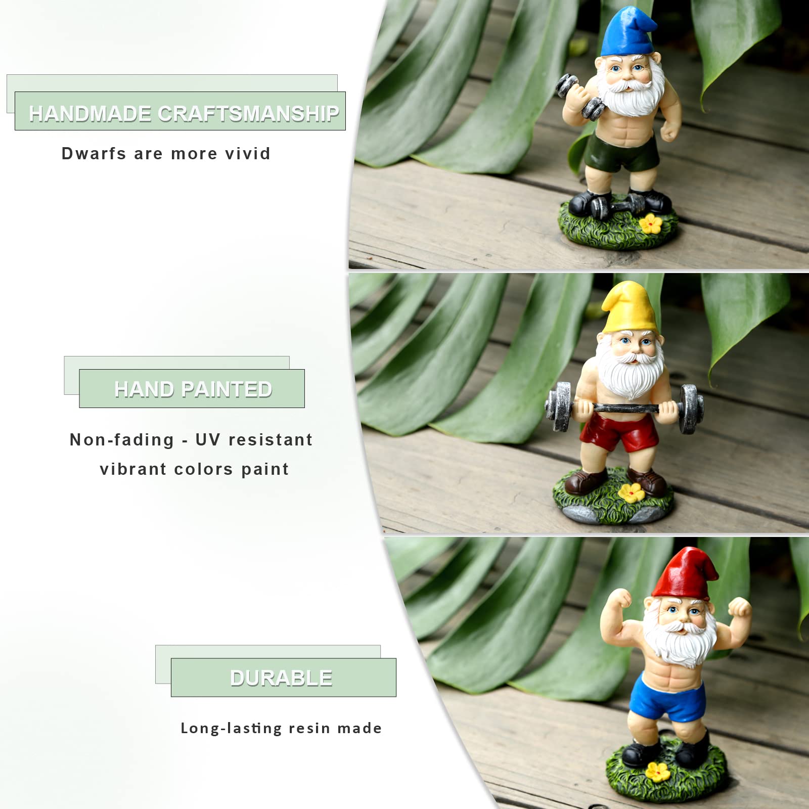 Mrsivrop Garden Fitness Gnomes Statues Decor - Gnome Statues and Figurines for Outside Inside, Funny Garden Gnomes, Large Gnomes Decorations for Outdoor, Yard, Patio