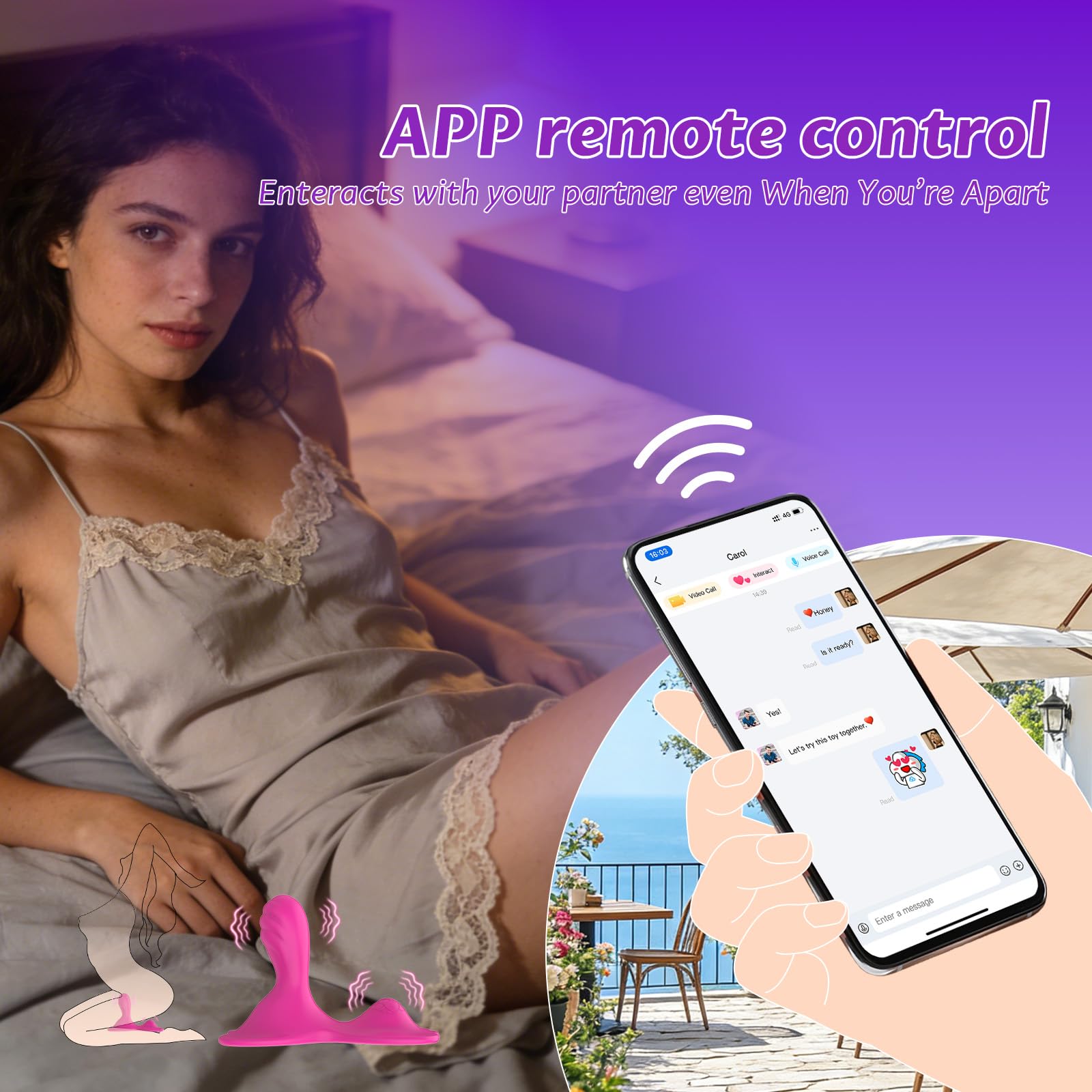 New Adult Sex Toys-Sit and Ride Clit Anal G Spot Vibrator with 9+9 Vibrating Modes APP Remote Control Vibrator