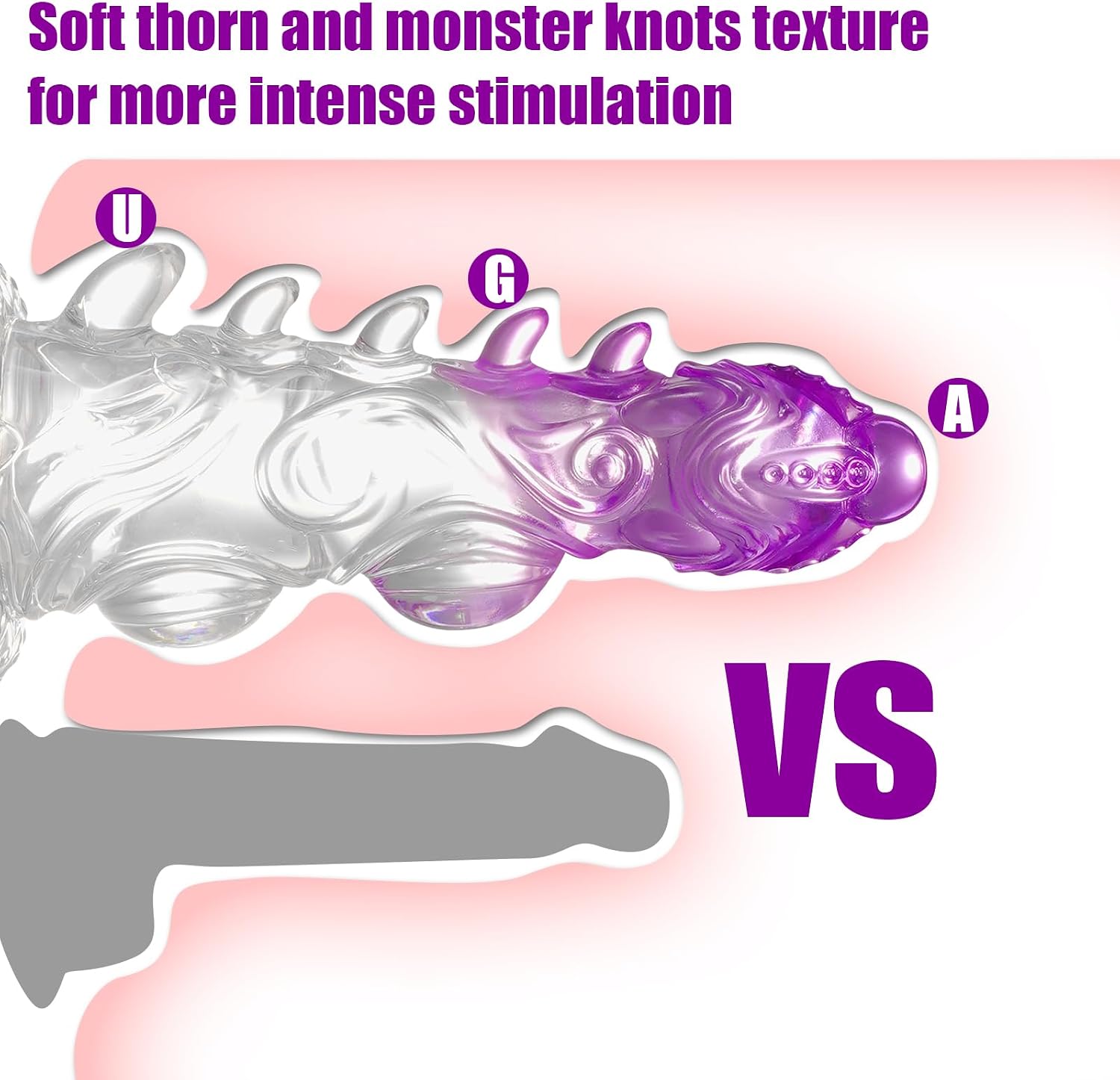 Monster Dildo Knot,7.6 in Fantasy Dildo with Big Knots and Suction Cup,Clear-Purple Gradient Adult Toys for Beginner Women