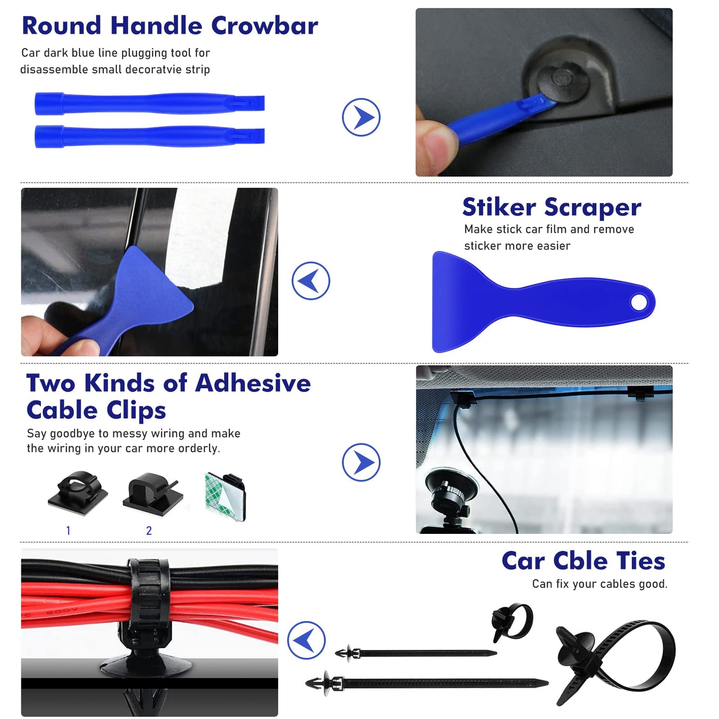 JNLK 352pcs Trim Removal Tool, Pry Tool, Door Panel Removal Tool Kit, Clip Tool, Fasteners Removal Tool with Car Retainer Body Clips Set