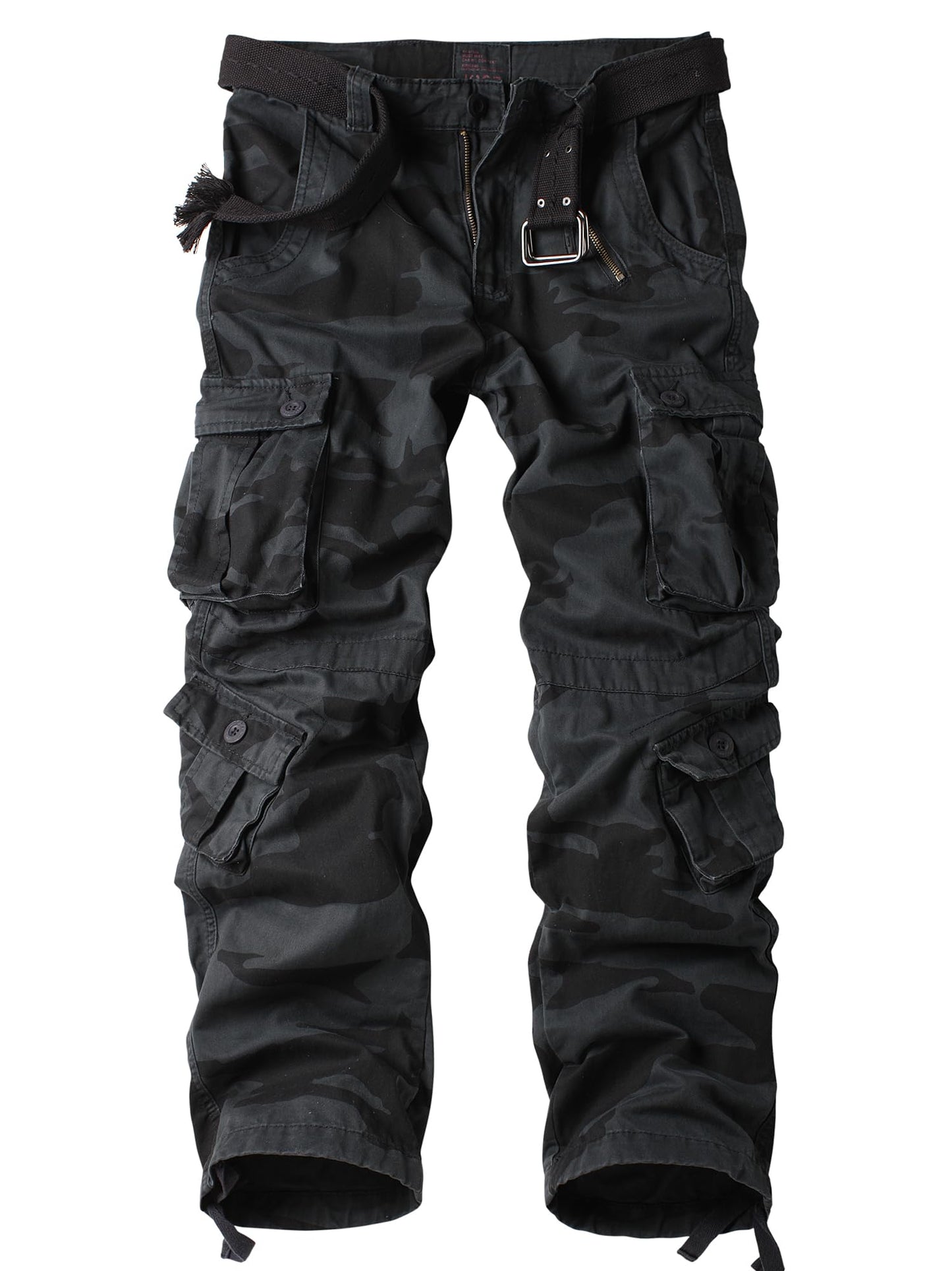AKHIKING Men's Camo Cargo Work Pants Cotton Tactical Ripstop Casual Combat Pants with 8 Pockets
