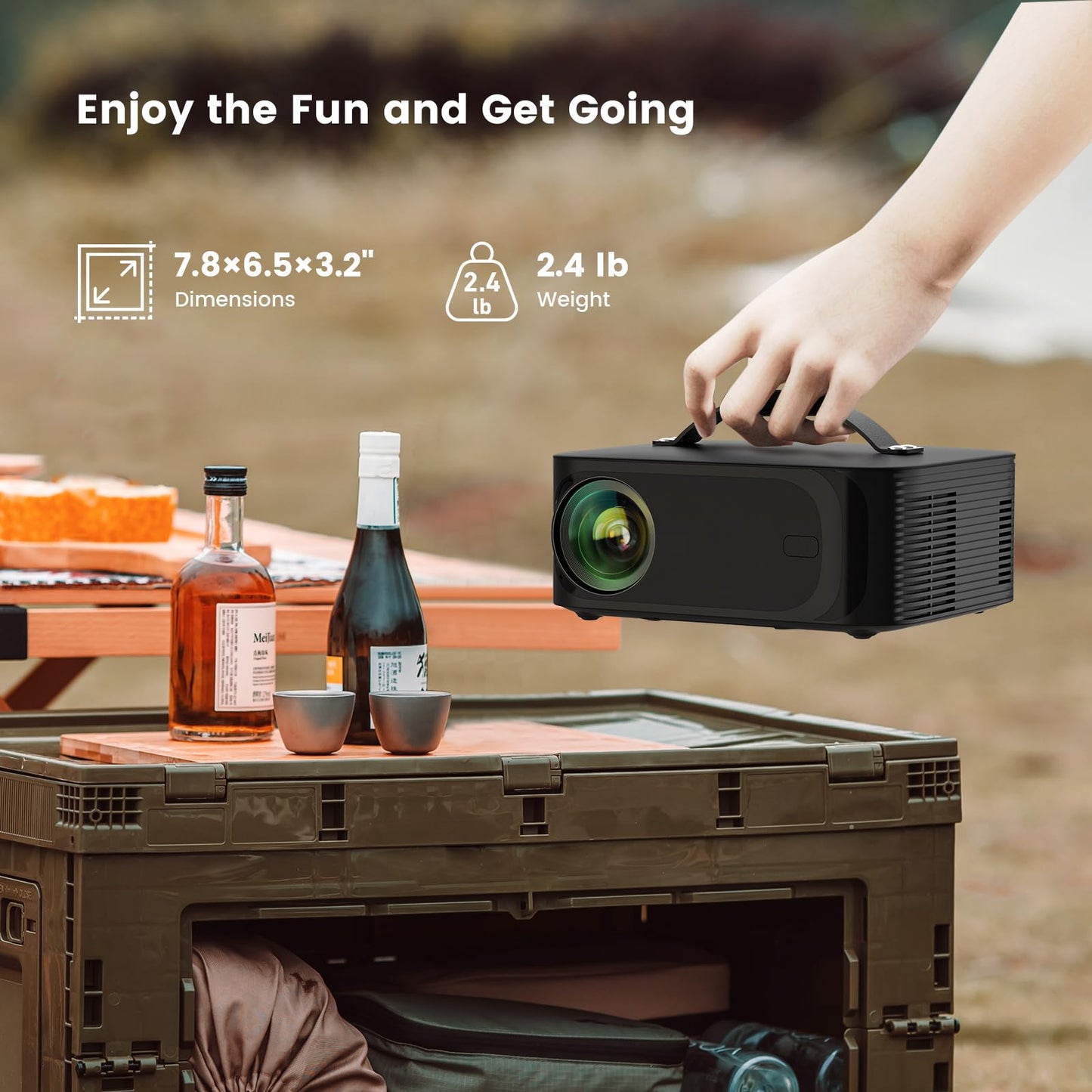 Projector-4K with WiFi and Bluetooth, Outdoor-Projector Smart TV OS 2.0 & DoIby, ONOAYO Portable Proyector