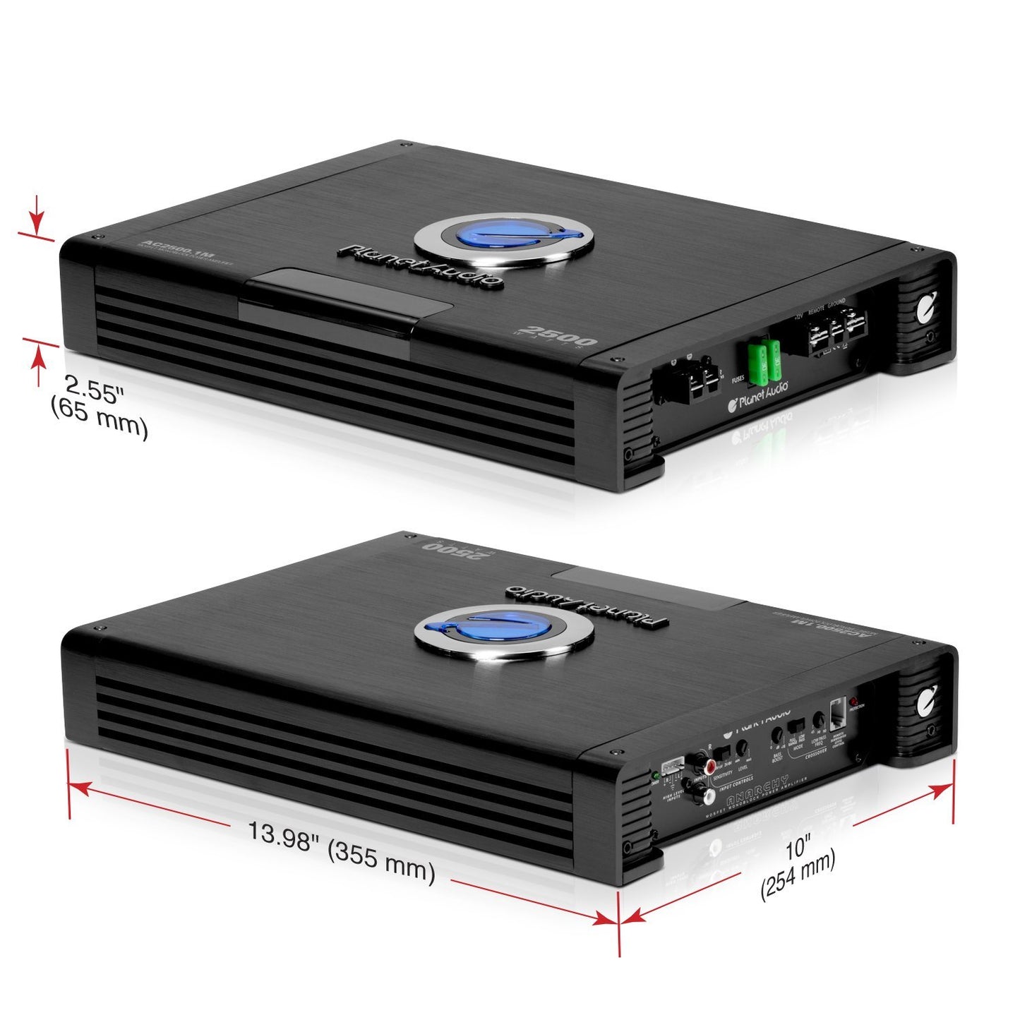 Planet Audio AC2500.1M Monoblock Car Amplifier - 2500 Watts Max Power, 2/4 Ohm Stable, Class A/B, Mosfet Power Supply, Remote Subwoofer Control
