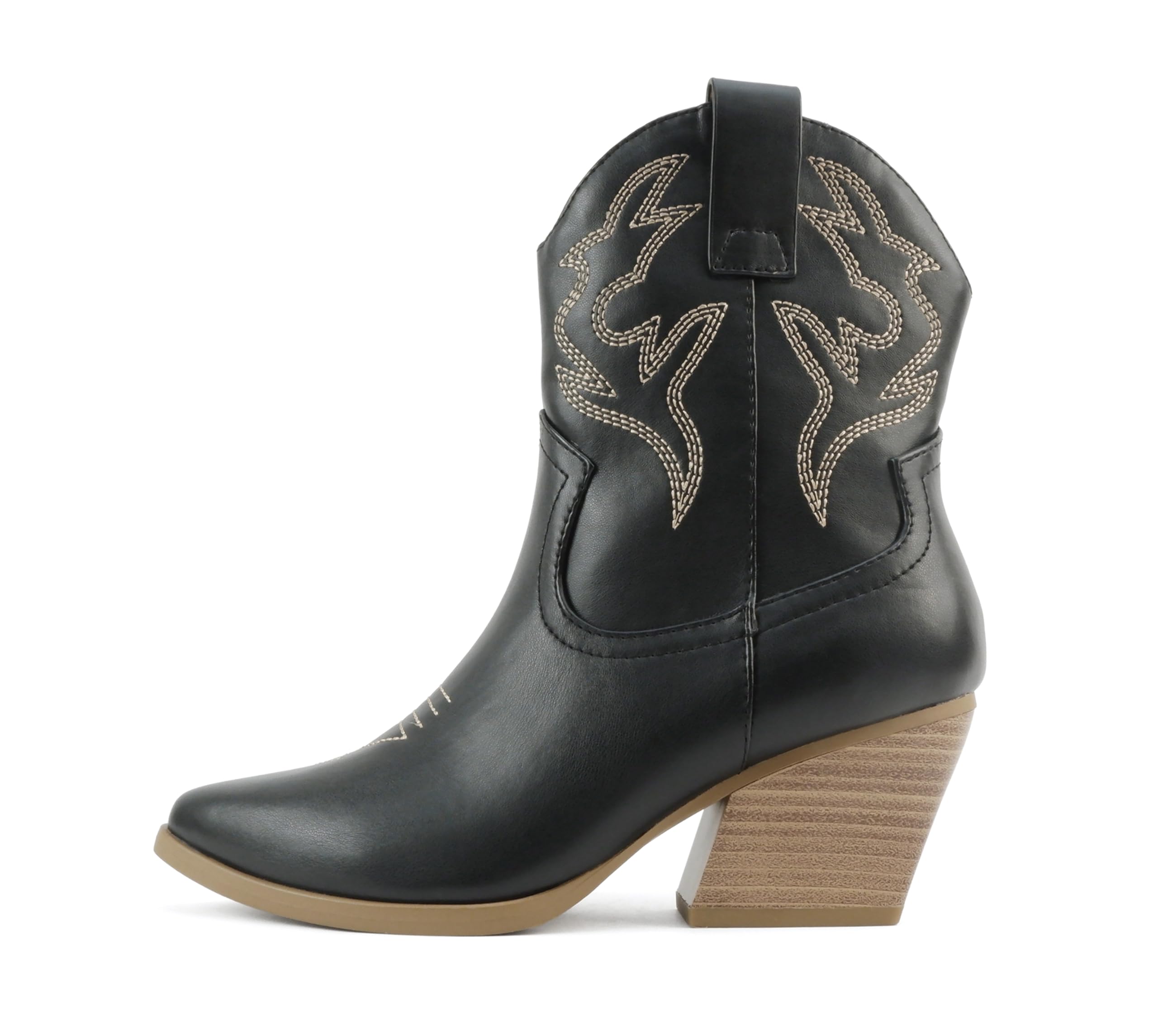 Soda “BLAZING” ~ Women Western Bootie Pointe Toe with Low Heel (Wide Fit Available)