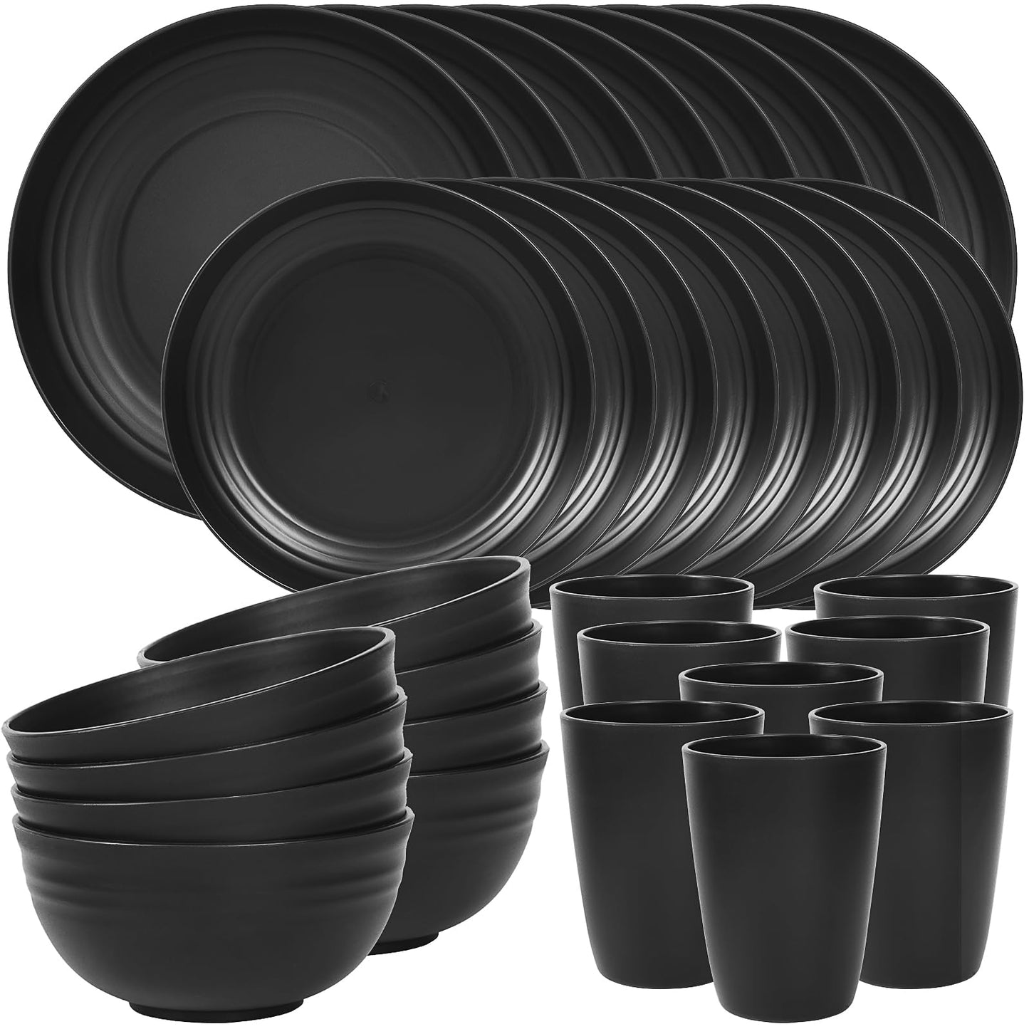 Quatish Plates and Bowls Sets, Unbreakable Dinnerware Sets, Plastic Dish Set for Camping, Dishwasher Microwave Safe, Outdoor Kitchen and Apartment Dinning Essentials