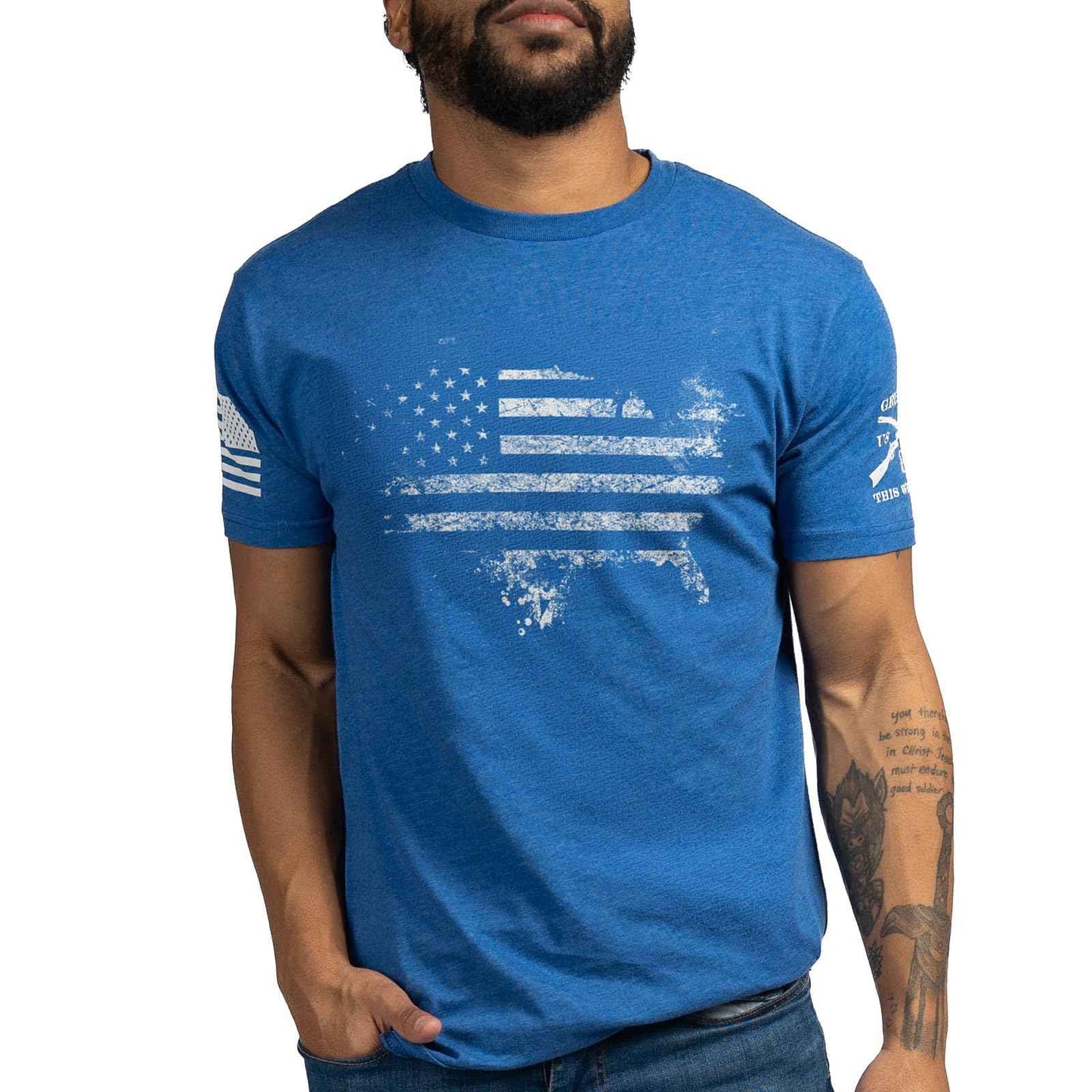Grunt Style American Acid - USA Flag Graphic Tee, Patriotic Shirt - Men's Short Sleeve T-Shirt