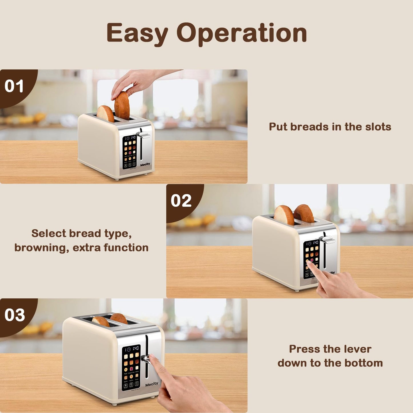 Mecity 2 Slice Toaster Touch Screen