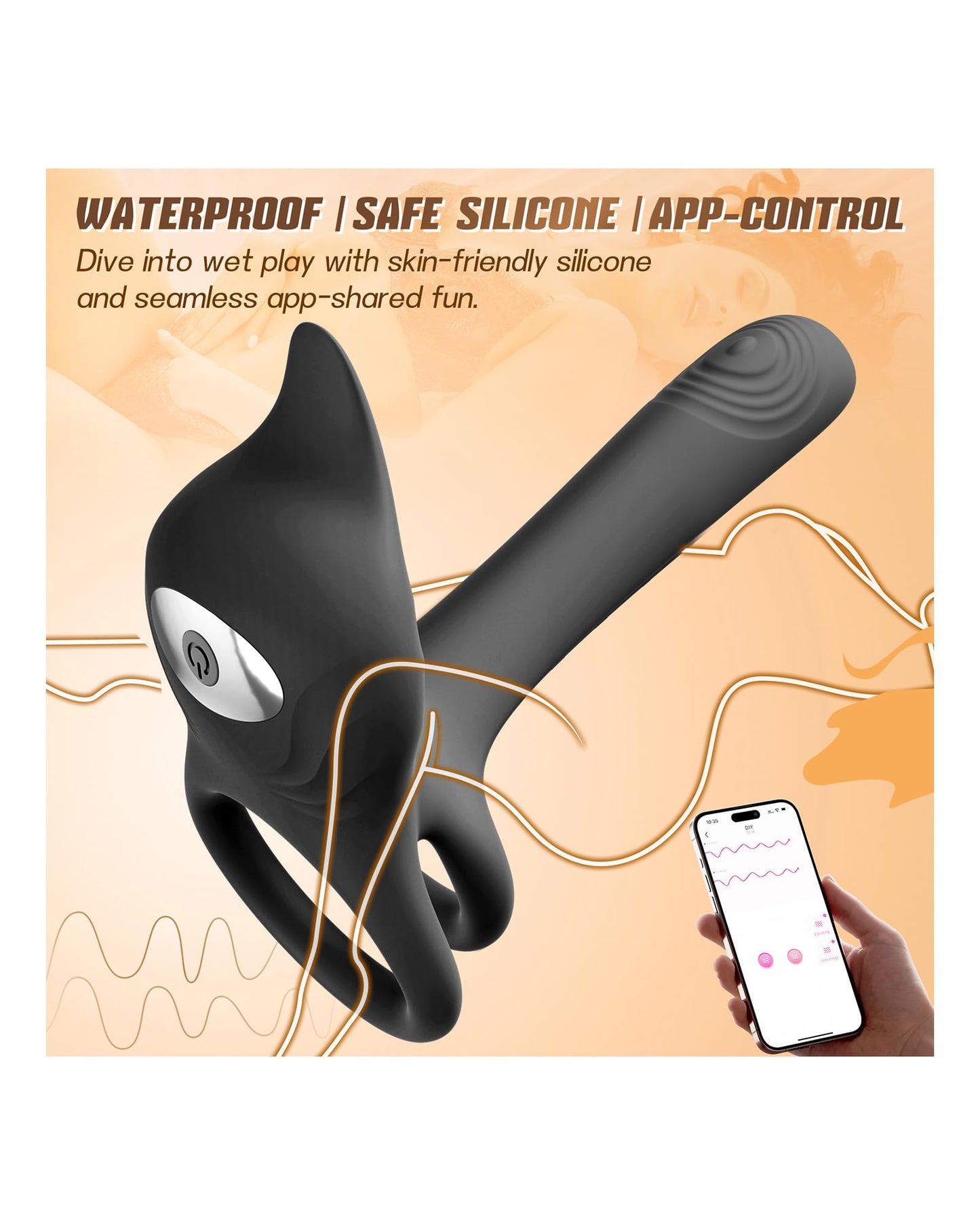 Vibrating Cock Ring Couples Sex Toys - MOOLIGIRL Dual Penis Ring Vibrator with Fox-Shaped Clitoral Stimulator & 4.6in G Spot Vibrator, 10 Vibration Modes Adult Toys for Men Women, Female Male Sex Toy