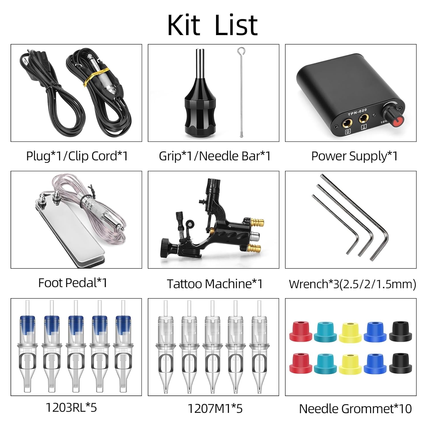 ATOMUS Rotary Tattoo Machine Kit with Power Supply and Needles for Exceptional Tattooing