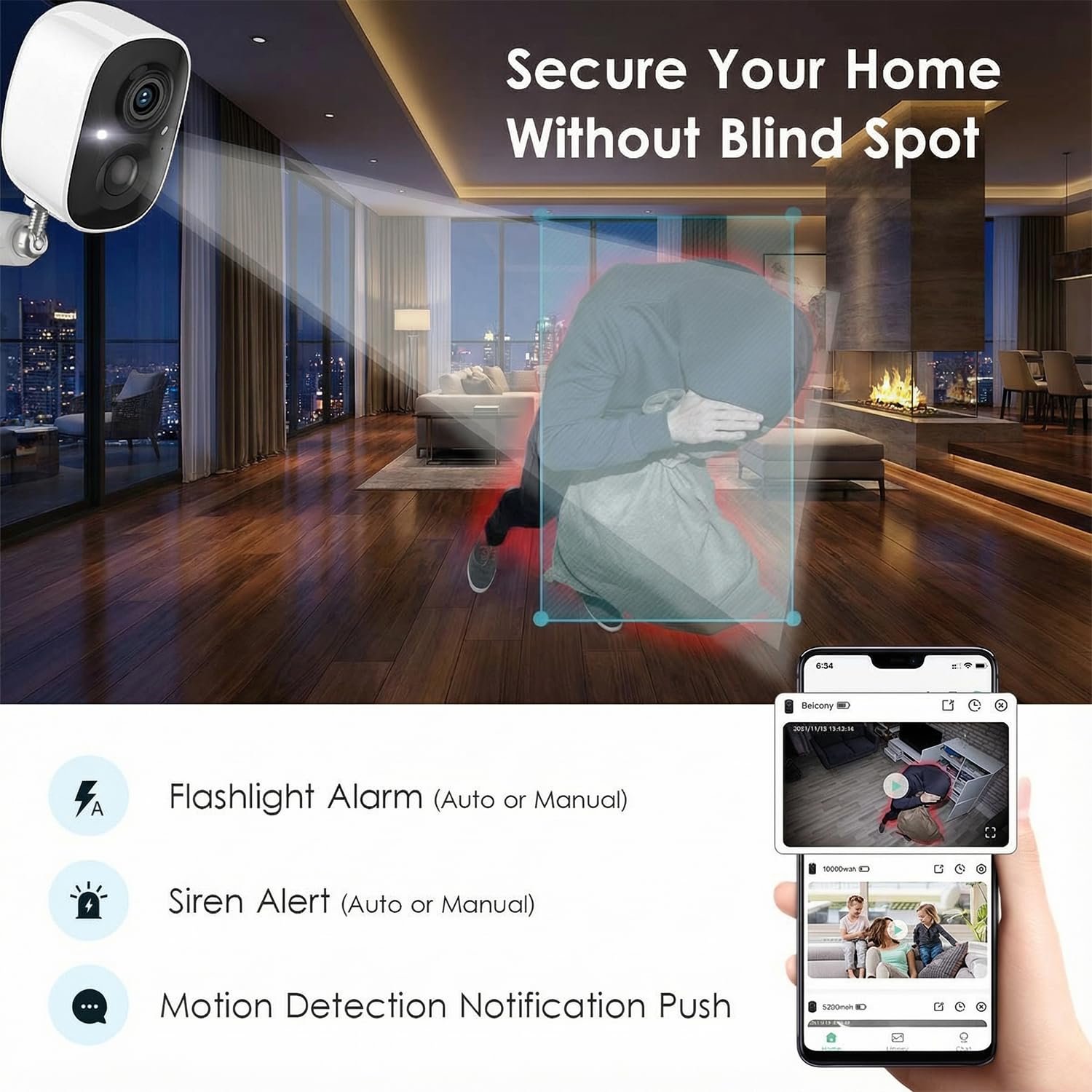 GMK Security Cameras Wireless Outdoor, WiFi Battery Powered Camera, 2-Way Talk IP65 Waterproof, Remote Access, Cloud/SD Storage