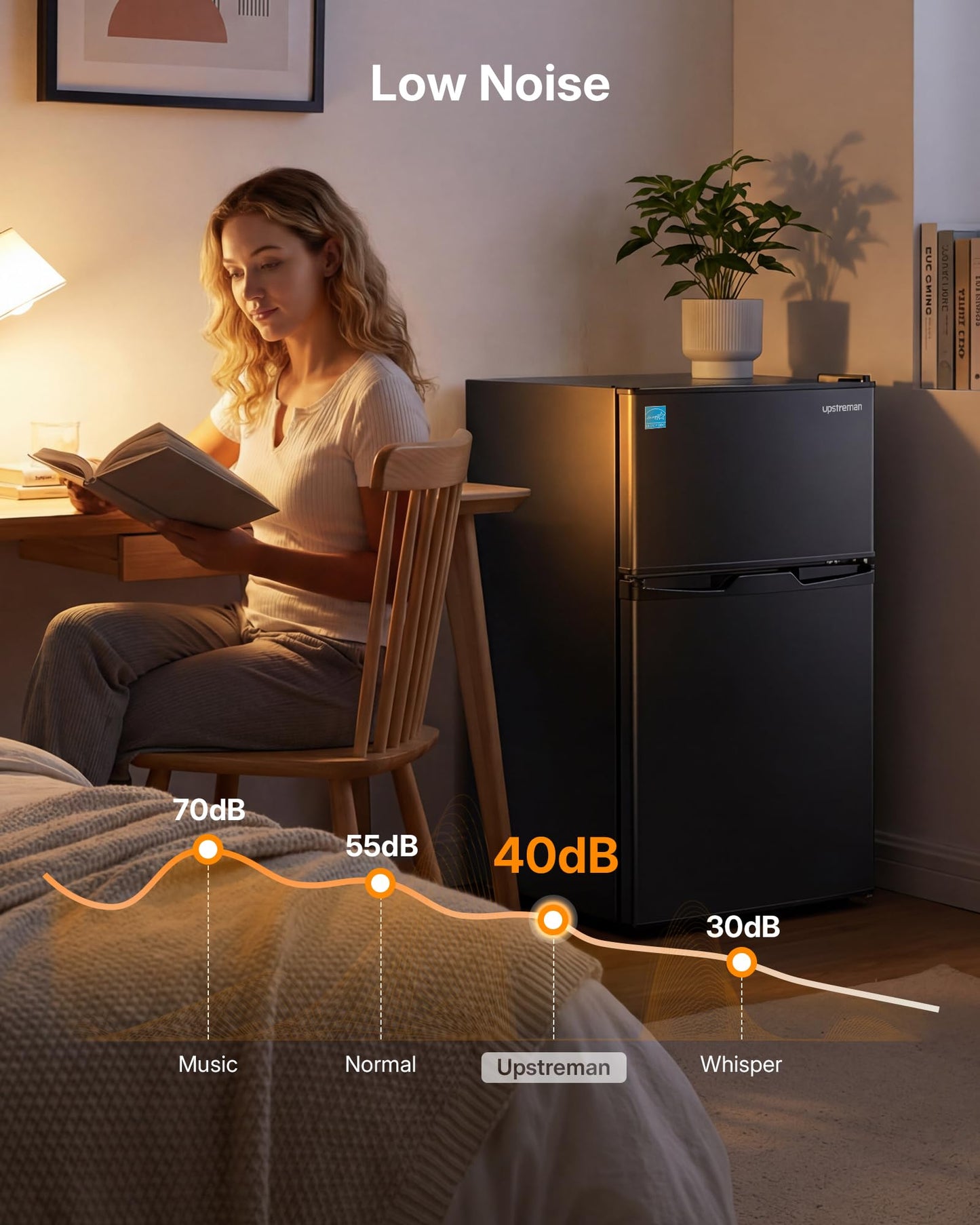 Upstreman Mini Fridge with Freezer