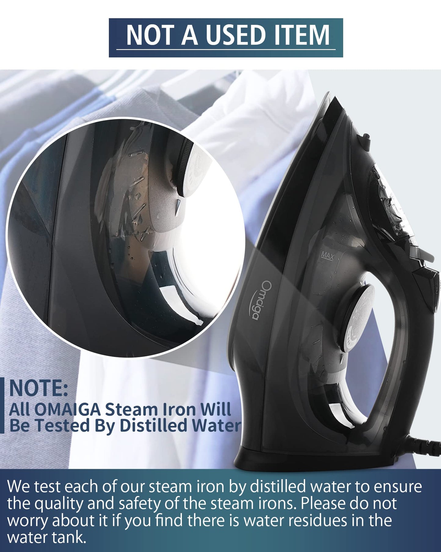 OMAIGA Steam Iron for Clothes, Cordless Clothes Iron for Home