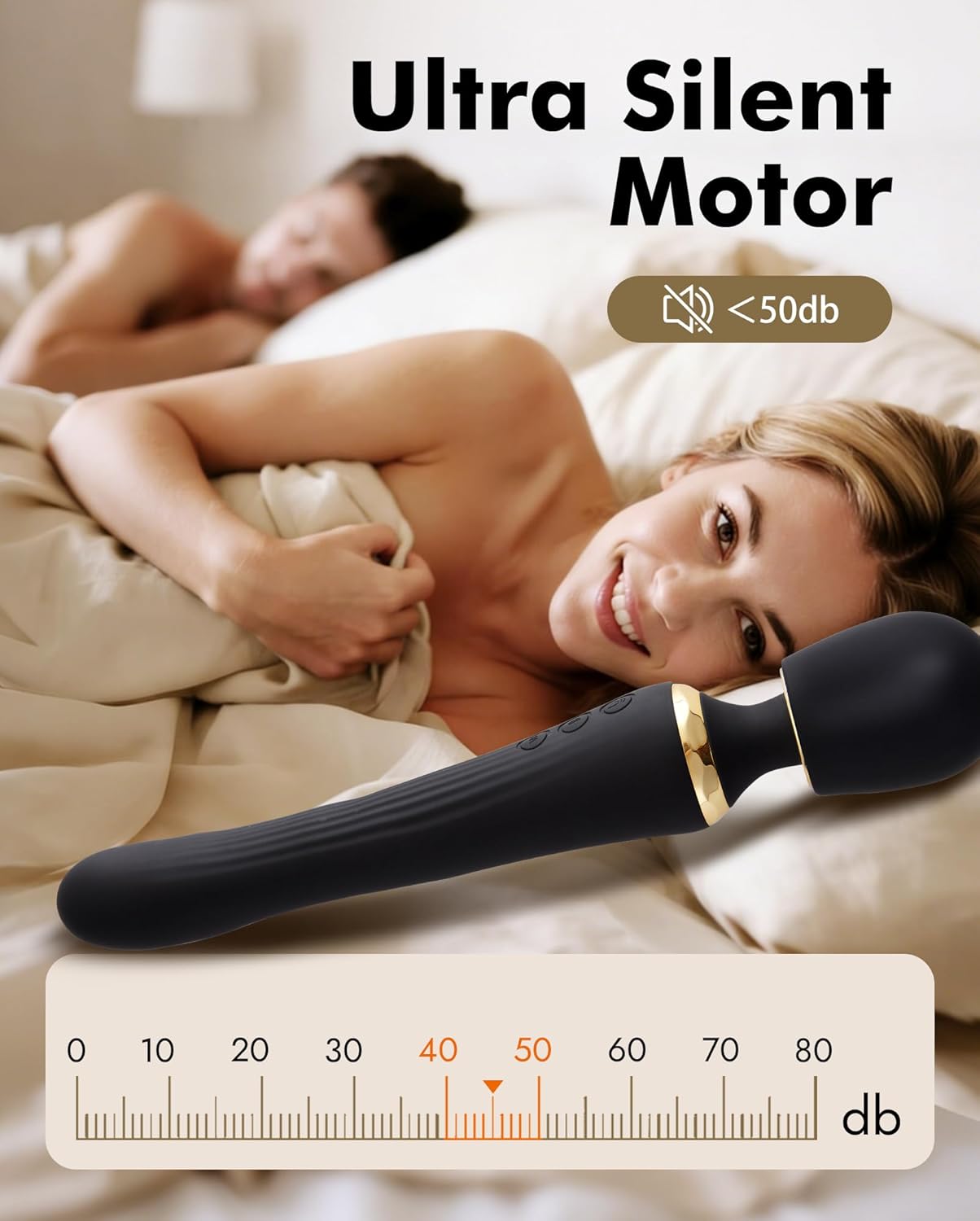 UTIMI Dual-Ended App Controlled Vibrator Wand Dildo Silicone Black