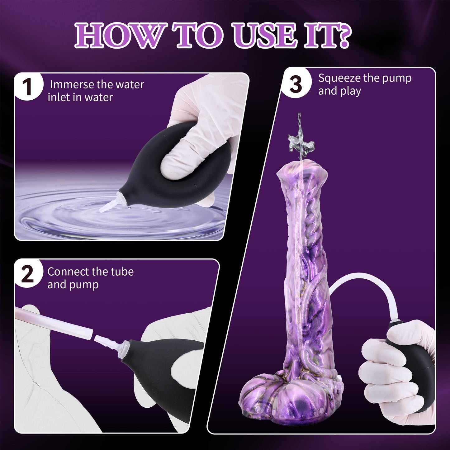 Squirting Dildo Horse Penis for Women, 12inch Big Ejaculating Cock Soft Silicone Suction Cup Monster Cumming Penis Anal Dildo for Solo Play and Couples Sex Game
