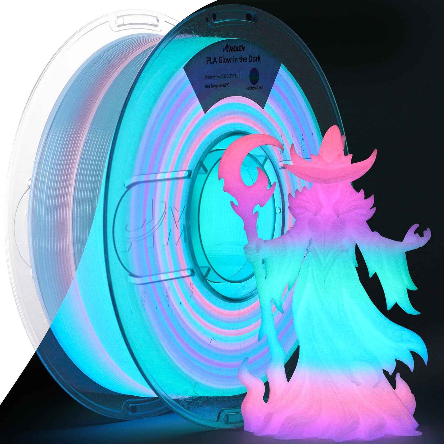 AMOLEN Glow in The Dark PLA Filament, 1.75mm PLA 3D Printer Filament