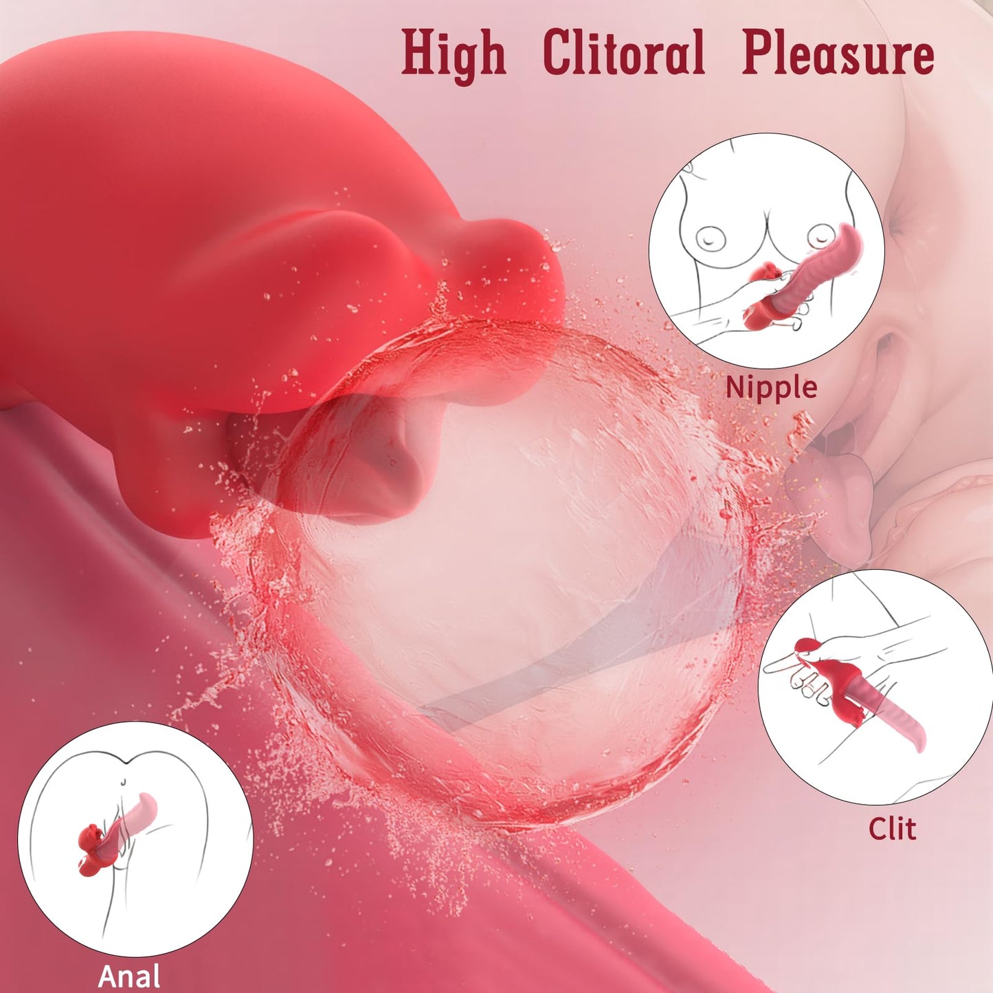 Tongue Vibrator Sex Toys for Women, Thrusting Undulating Vibrators Dildo with 10 Thrustion Wiggling & Vibration Modes, Move Sinuously G Spot Clitoral Stimulator Rose Toy for Couples Pleasure