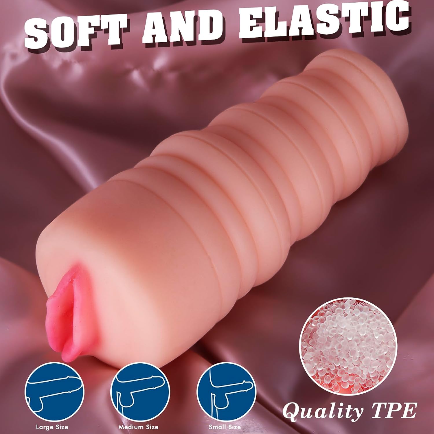 215g Portable Male Masturbator for Beginners, TPE Soft Adult Toy, Reusable Waterproof Pocket Pussy, Skin-Friendly Discreet Pleasure Toy for Men, Flesh