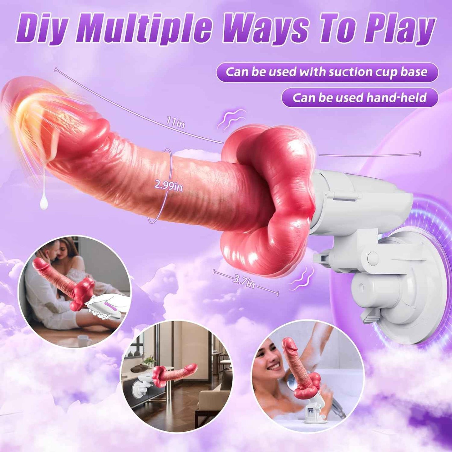 QEQWGT Thrusting G-Spot Dildo Vibrator Heating Swing Modes Remote Control