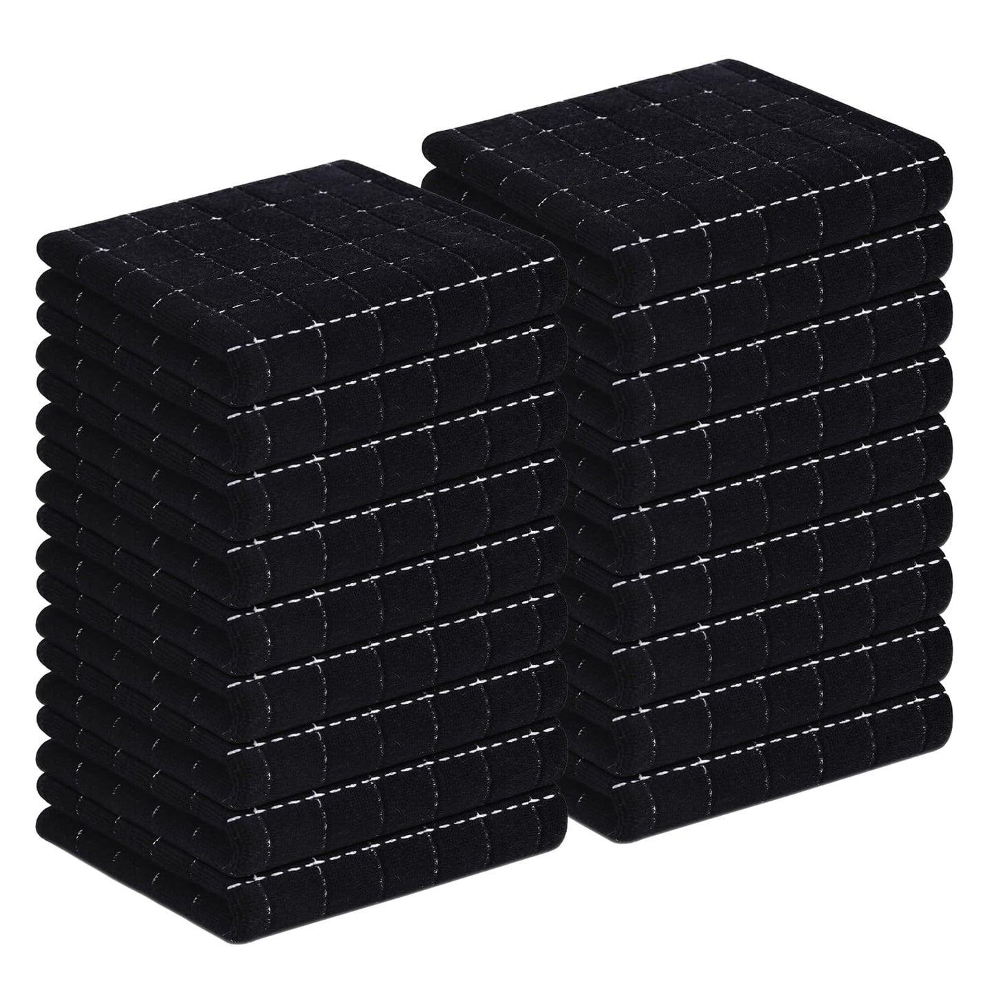 Homaxy 100% Cotton Terrycloth Check Design Dish Cloths & Dish Towels, Soft and Absorbent, Perfect for Kitchen Drying and Washing