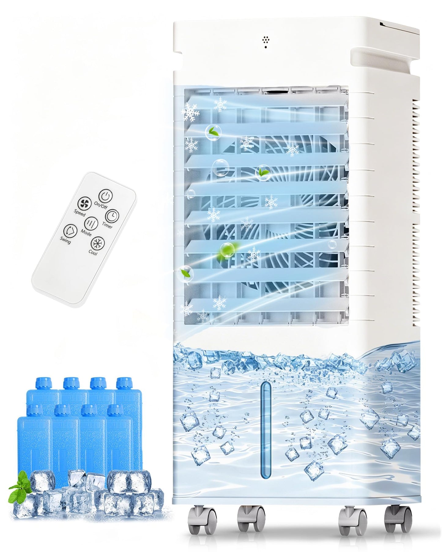 Portable Air Conditioners, Swamp Cooler Portable AC Unit for Room, Windowless Cooling Fan That Blow Cold Air w/Remote 5L Tank 12 Speeds 9H Timer, Evaporative Air Cooler for Bedroom Garage