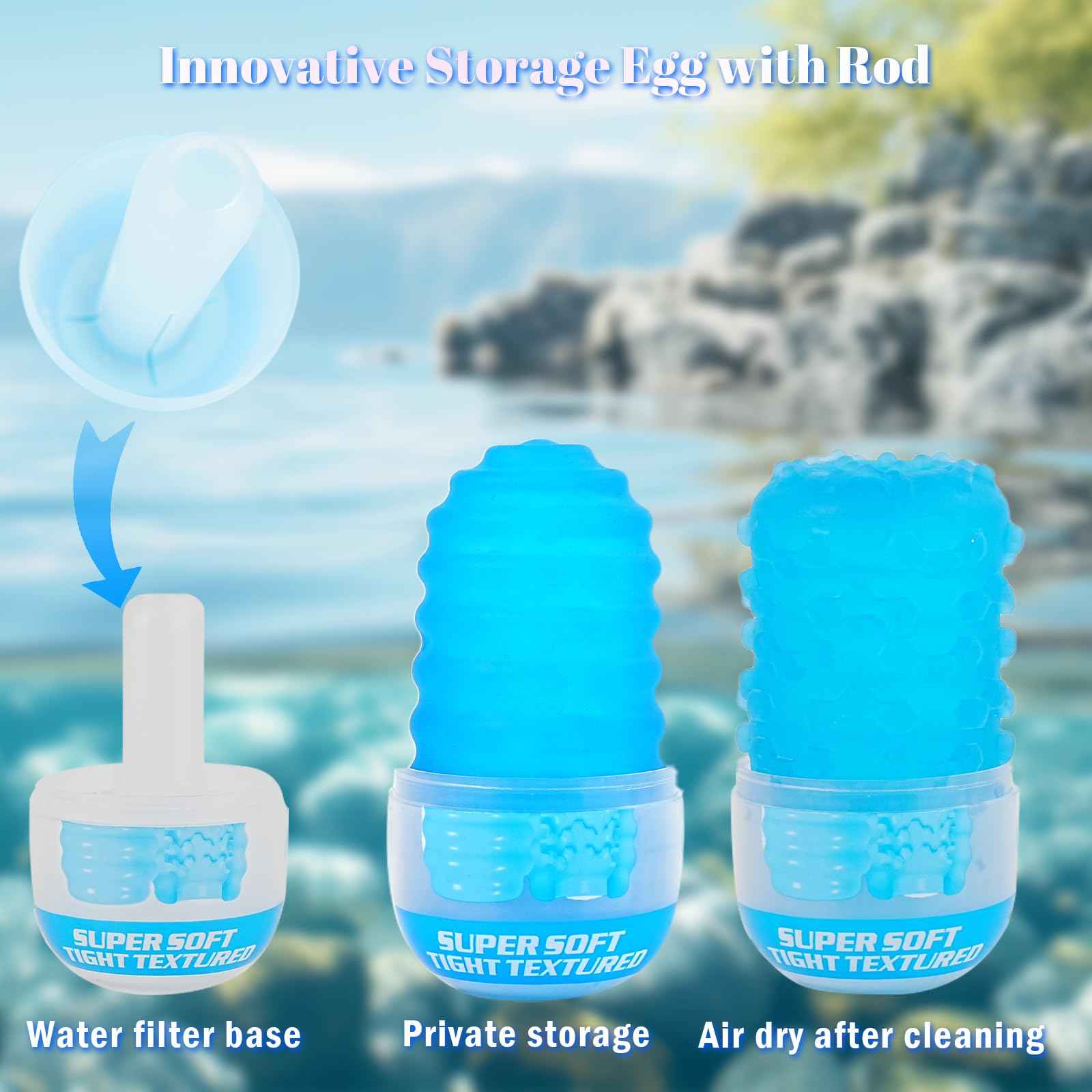 Male Masturbator Adult Sex Toys for Men - Spinning Textured Stroker Pocket Pussy for Men Masturbation, Ultra-Soft Stretchy Egg Penis Sex Toy with Storage Box, Pocket Pussies Masturbators
