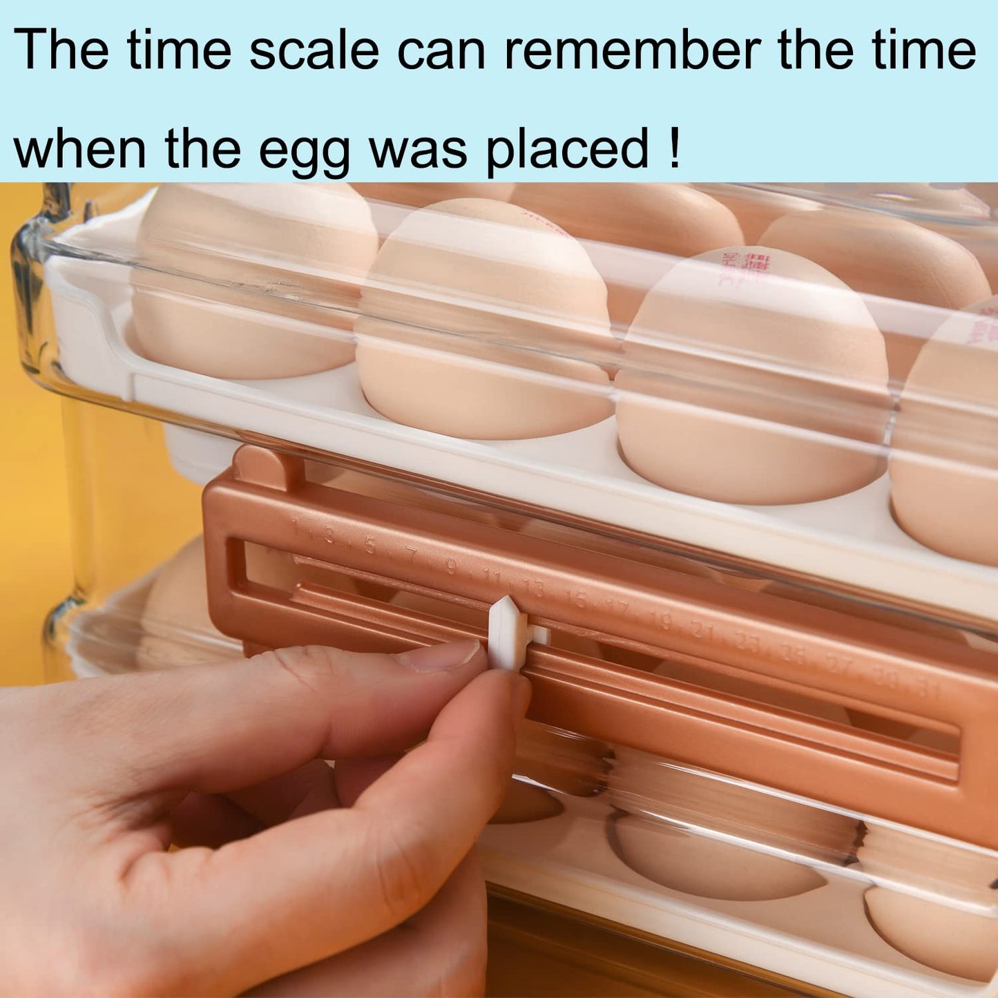Sooyee Egg Container for Refrigerator, Household Egg Holder for Fridge, Transparent 2 Drawers Chicken Egg Storage Container