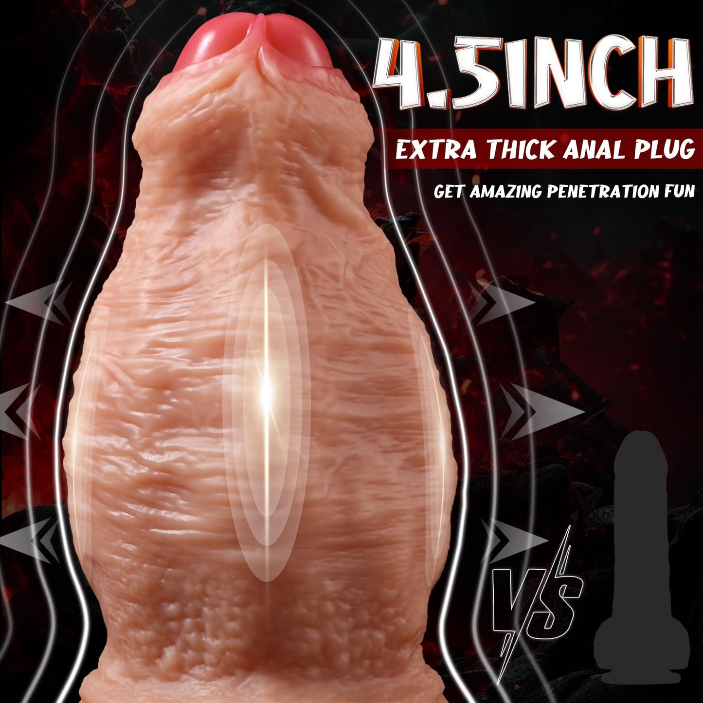 4.5'' Diameter Huge Thick Uncut Dildo, 10 inch Dual Density Silicone Gaint Girth Dildo XXL Butt Plug Sex Toy for Anal Stretcher, Extra Large Anal Dildo No Balls for Advanced Player P Spot Stimulation