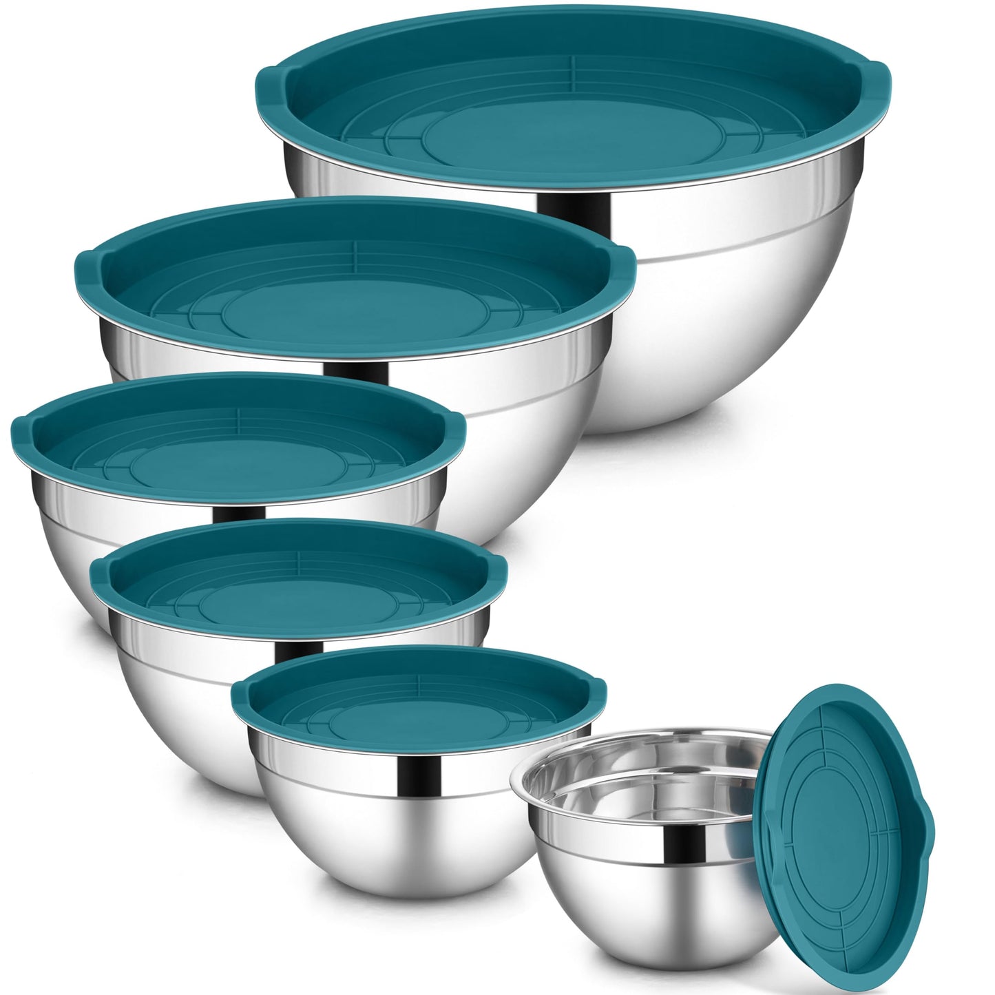LIANYU 6-Piece Stainless Steel Mixing Bowls with Lids Set