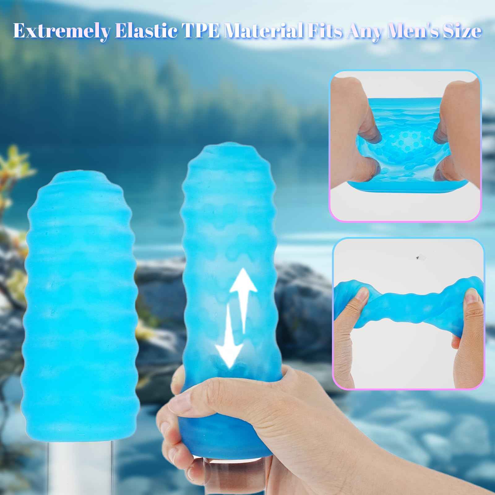 Male Masturbator Adult Sex Toys for Men - Spinning Textured Stroker Pocket Pussy for Men Masturbation, Ultra-Soft Stretchy Egg Penis Sex Toy with Storage Box, Pocket Pussies Masturbators