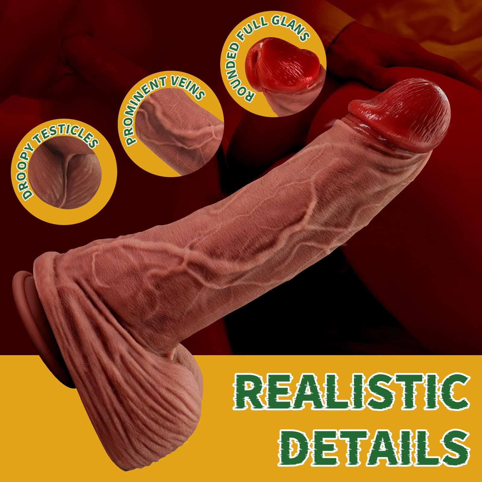 Huge Realistic Lifelike Silicone Dildo, Huge Size Monster Dildo with Powerful Suction Cup for Men Women Gay Hands-Free Anal Play, Flexible Thick Dong Adult Sex Toy for Advanced