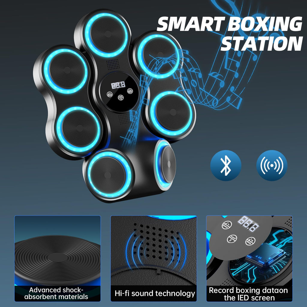 Music Boxing Machine for Adults Kids Interactive Punching Trainer with Boxing Gloves, Large Size Wall Mounted Electronic Boxing Target