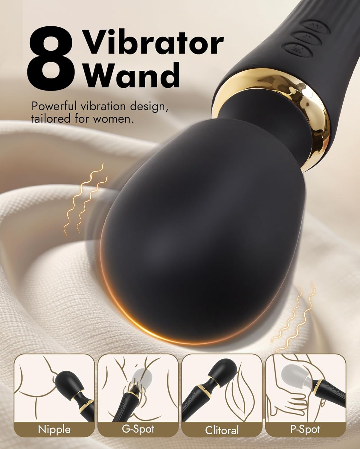 UTIMI Dual-Ended App Controlled Vibrator Wand Dildo Silicone Black