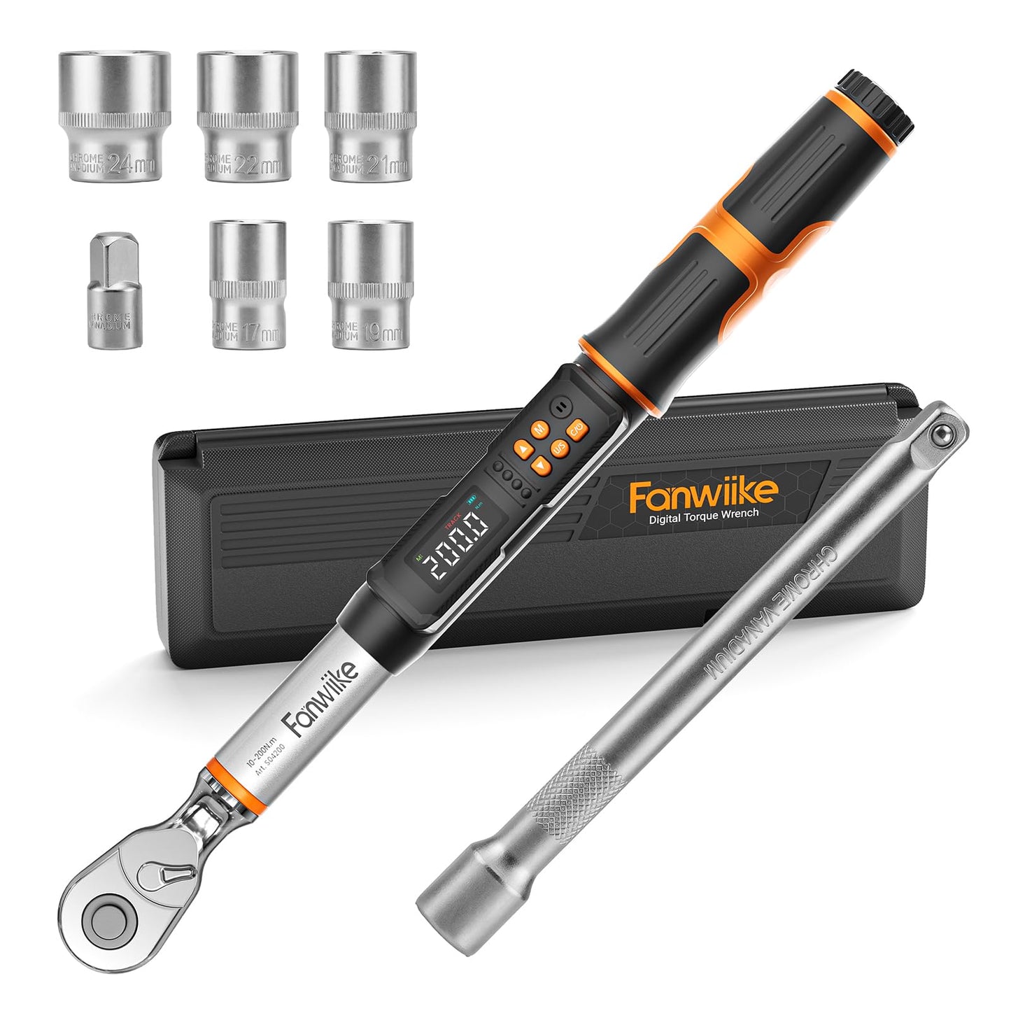 Fanwiike Digital Torque Wrench, Inch Pound Torque Wrench Electronic with Buzzer & LCD Indicator, Electric Torque Wrench Set for Cars Automotive Motorcyce